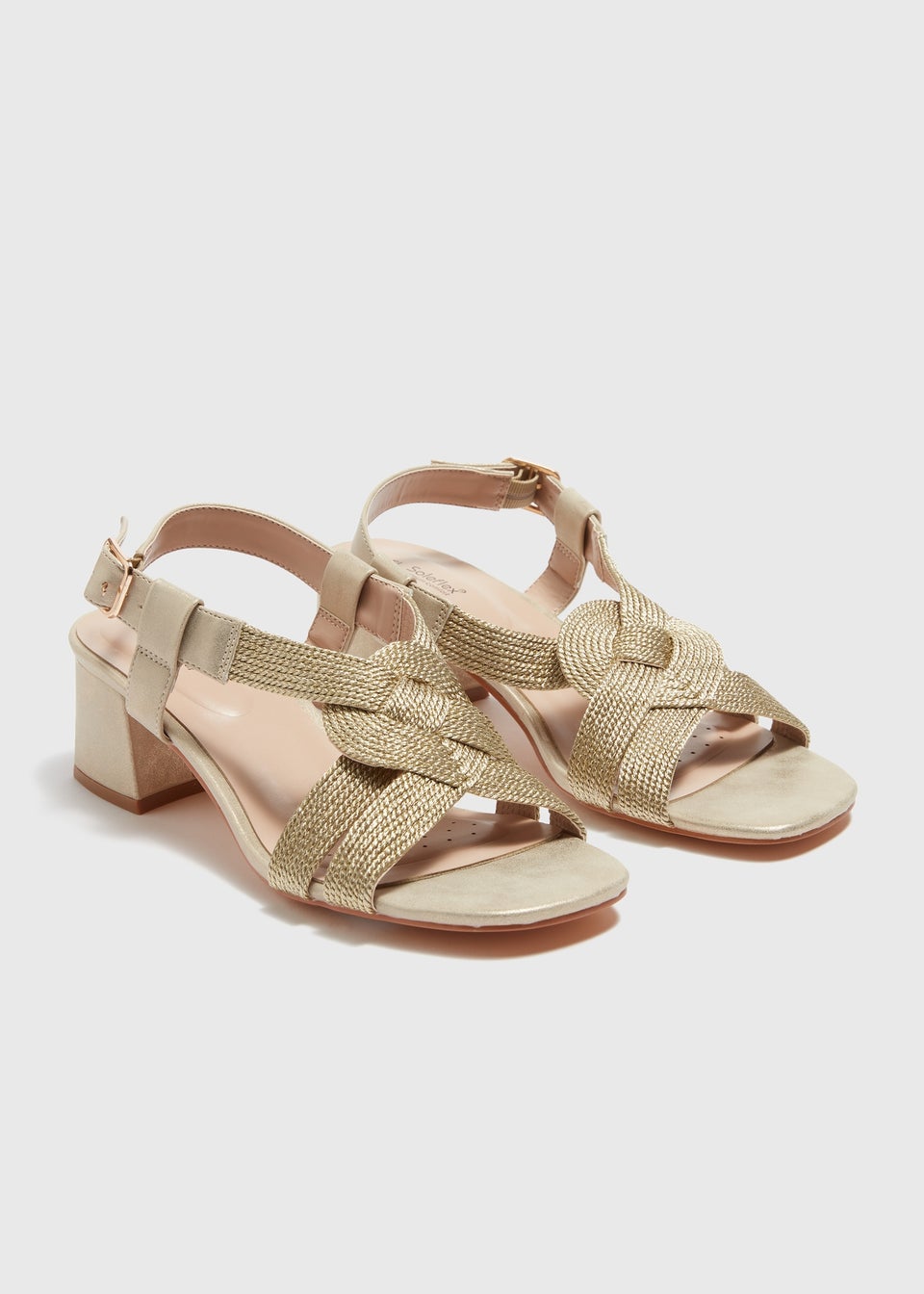 Soleflex Gold Plaited Block Heels