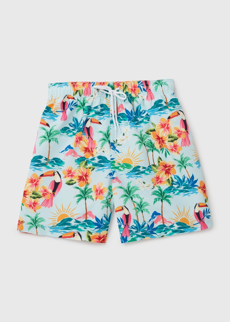 Aqua Pelican Print Swim Shorts