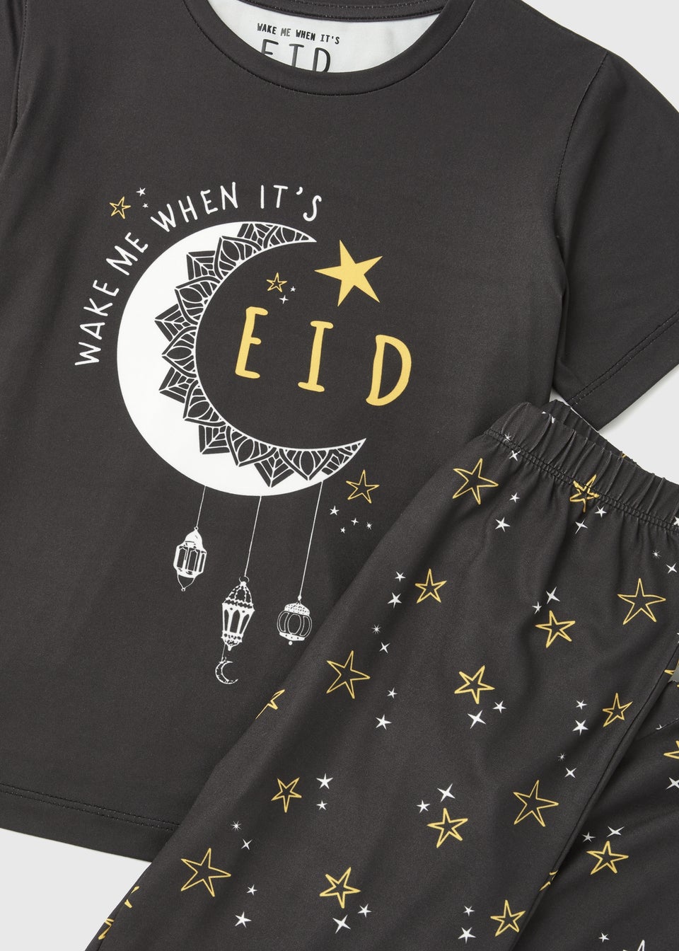 Kids Black Wake Me When It's Eid Pyjama Set (18mths-13yrs)