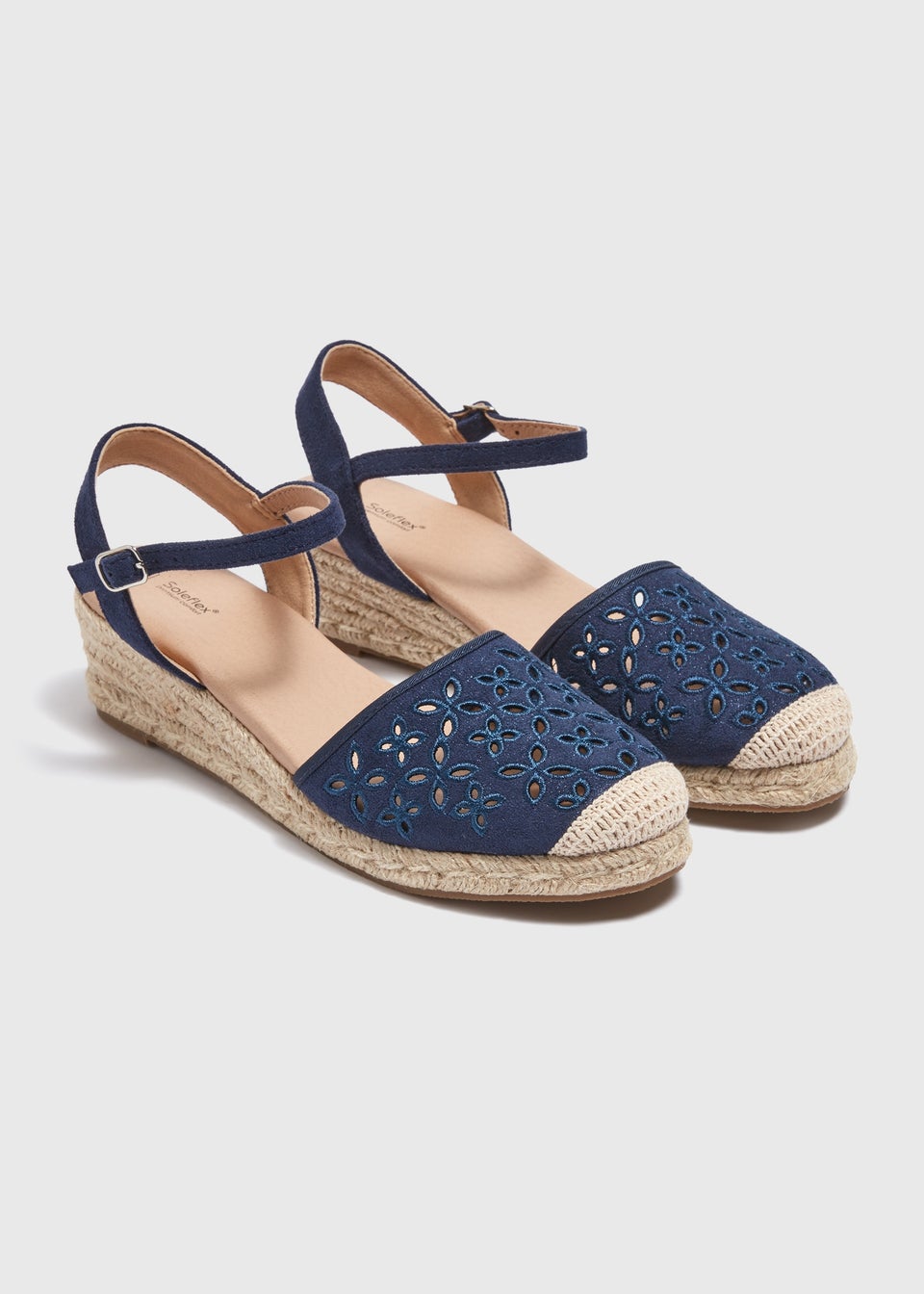 Navy closed toe espadrille wedge top