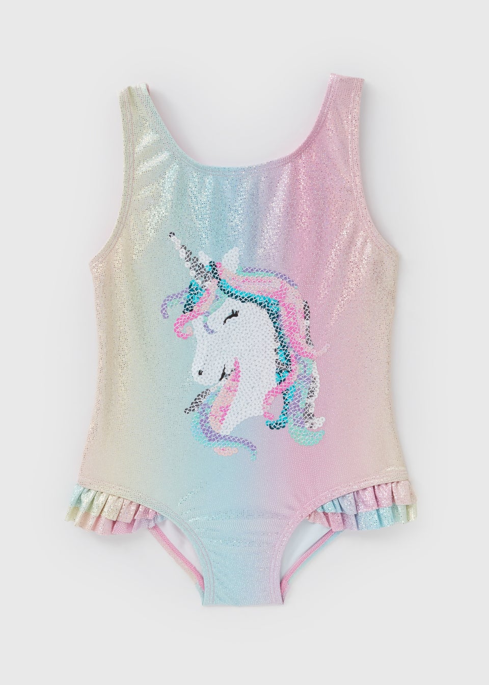 Girls Pink Unicorn Swimsuit (1-7yrs)