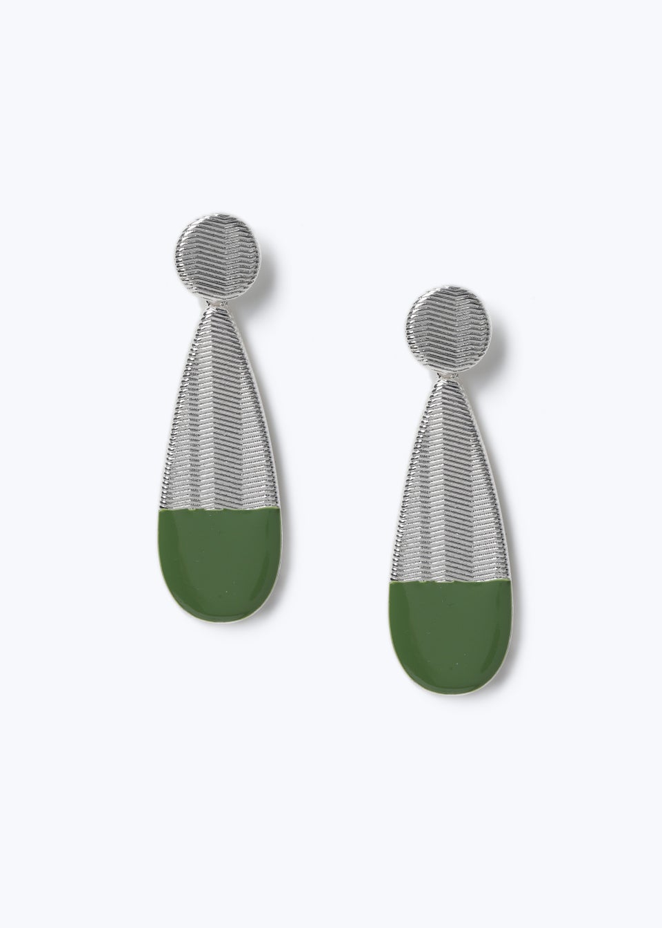Green Dipped Drop Earrings - Matalan