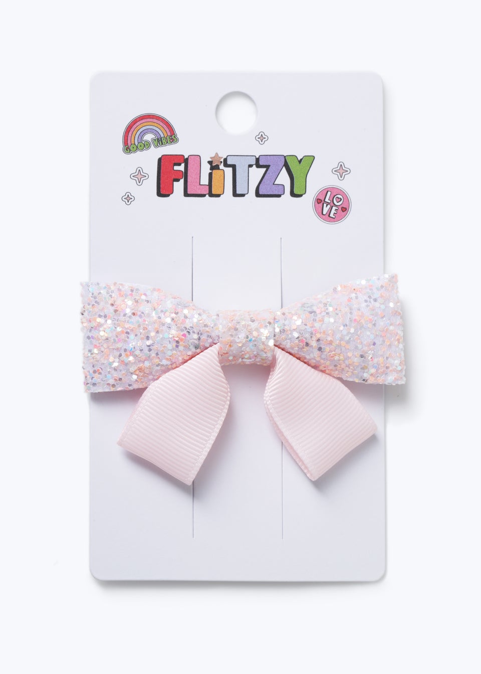 Kids Pink Glitter Bow Clip
