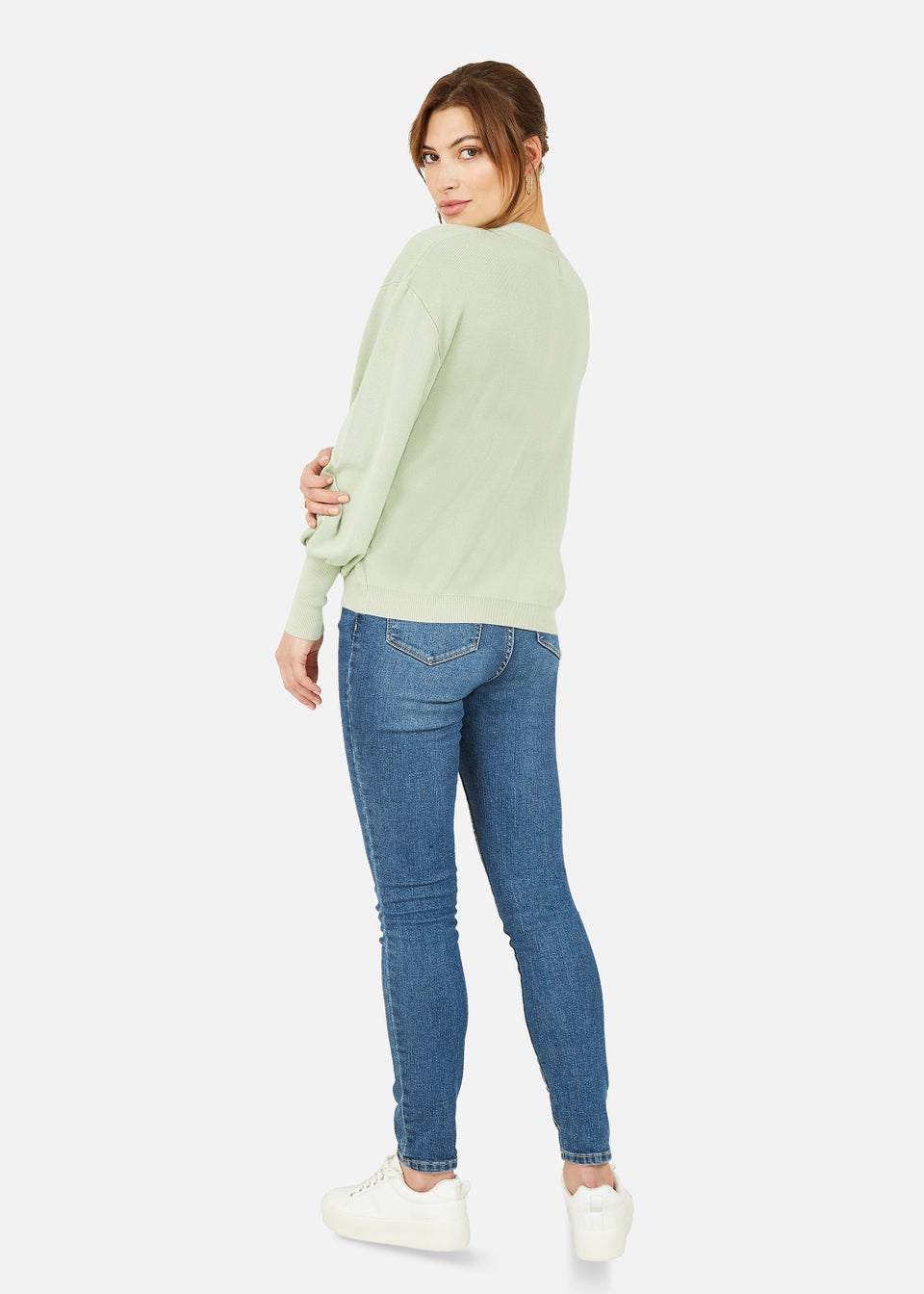 Yumi Green Embroidered Daisy Cardigan