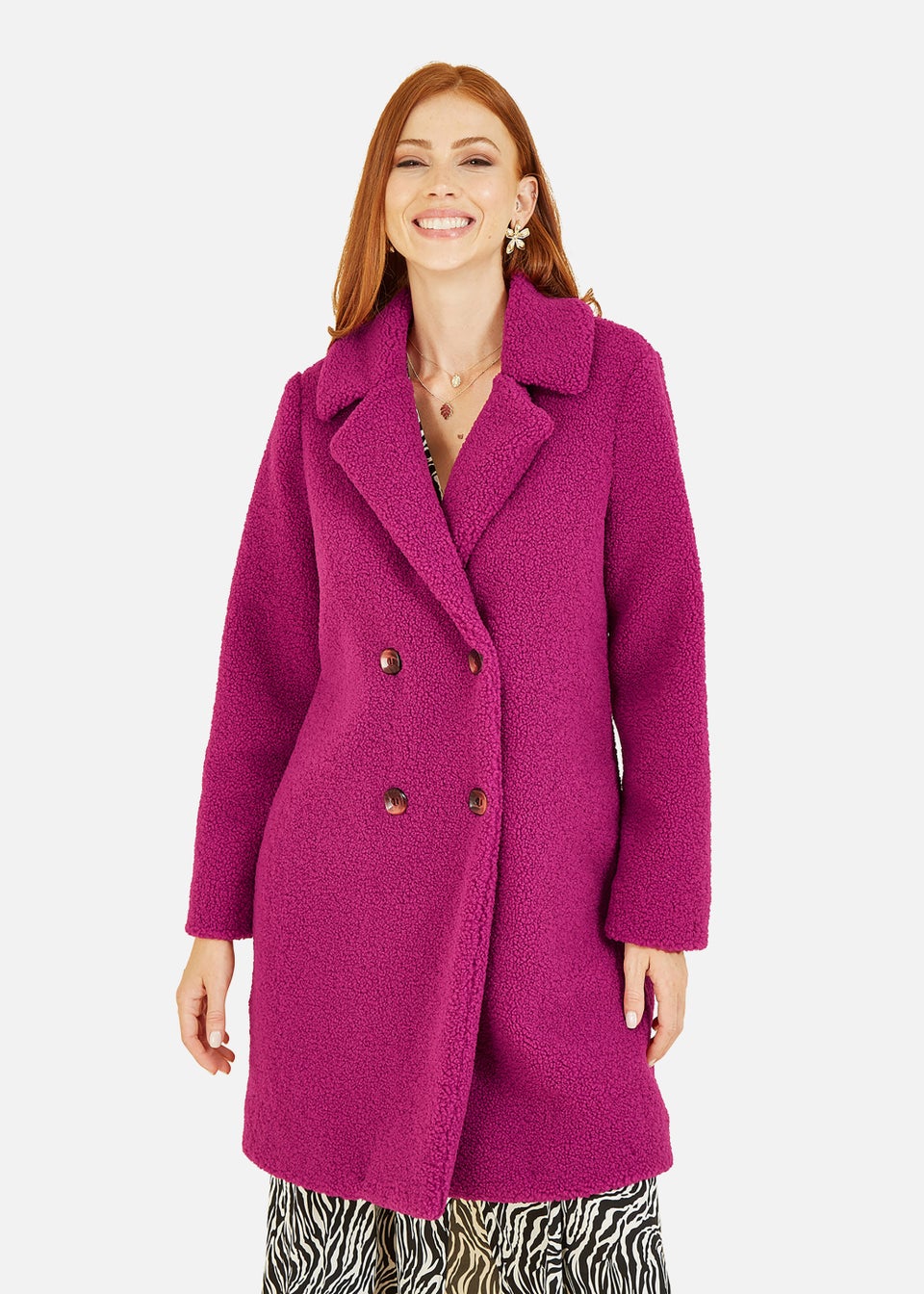 Yumi Pink Teddy Bear Coat Matalan