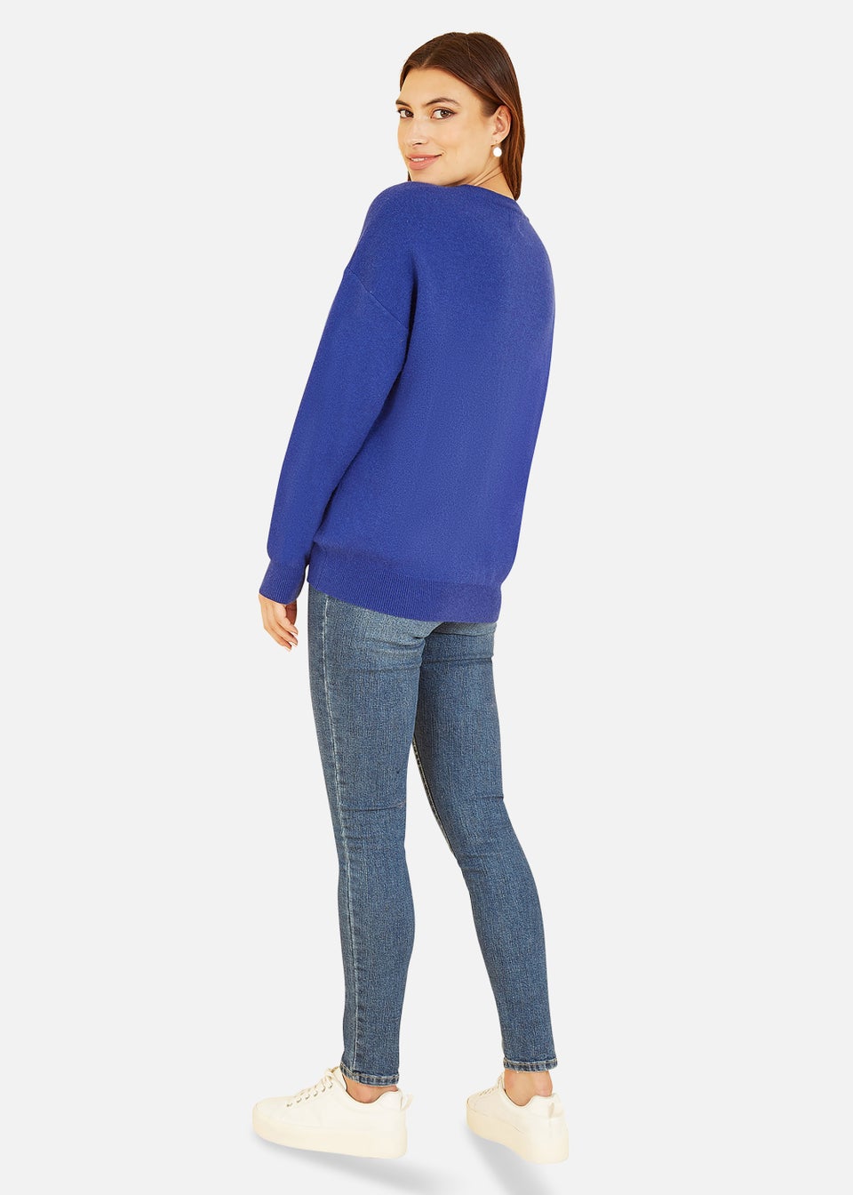 Yumi Blue Xmas Festive Penguin Knitted Jumper