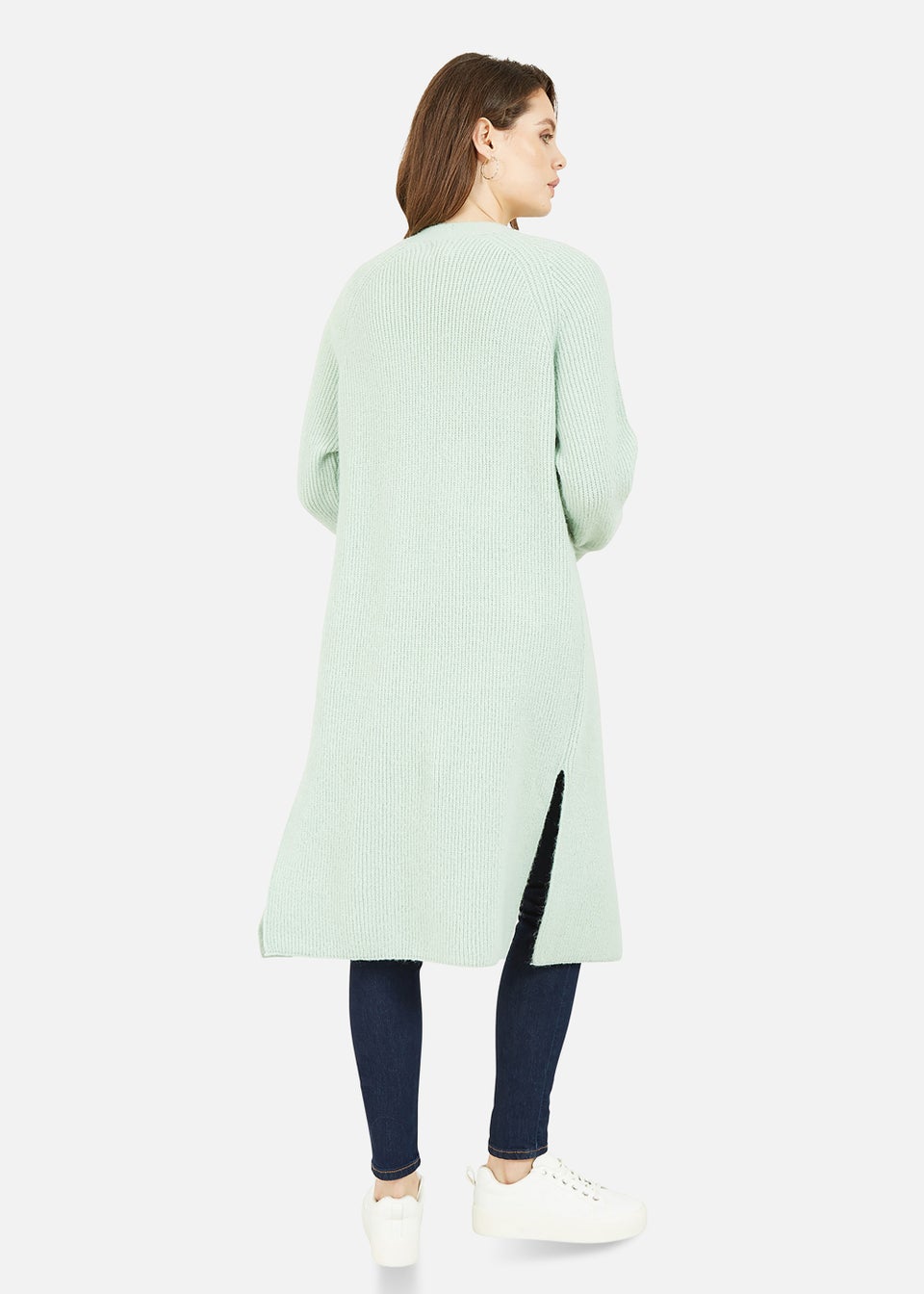 Yumi Sage Green Knitted Maxi Cardi