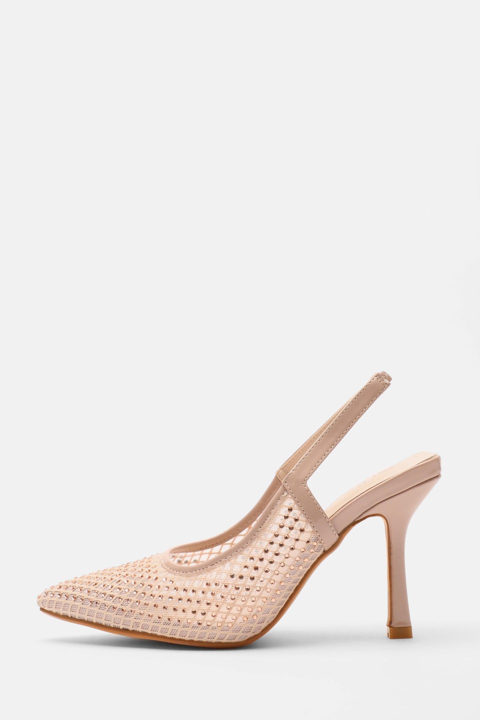 Mesh on sale diamante heels