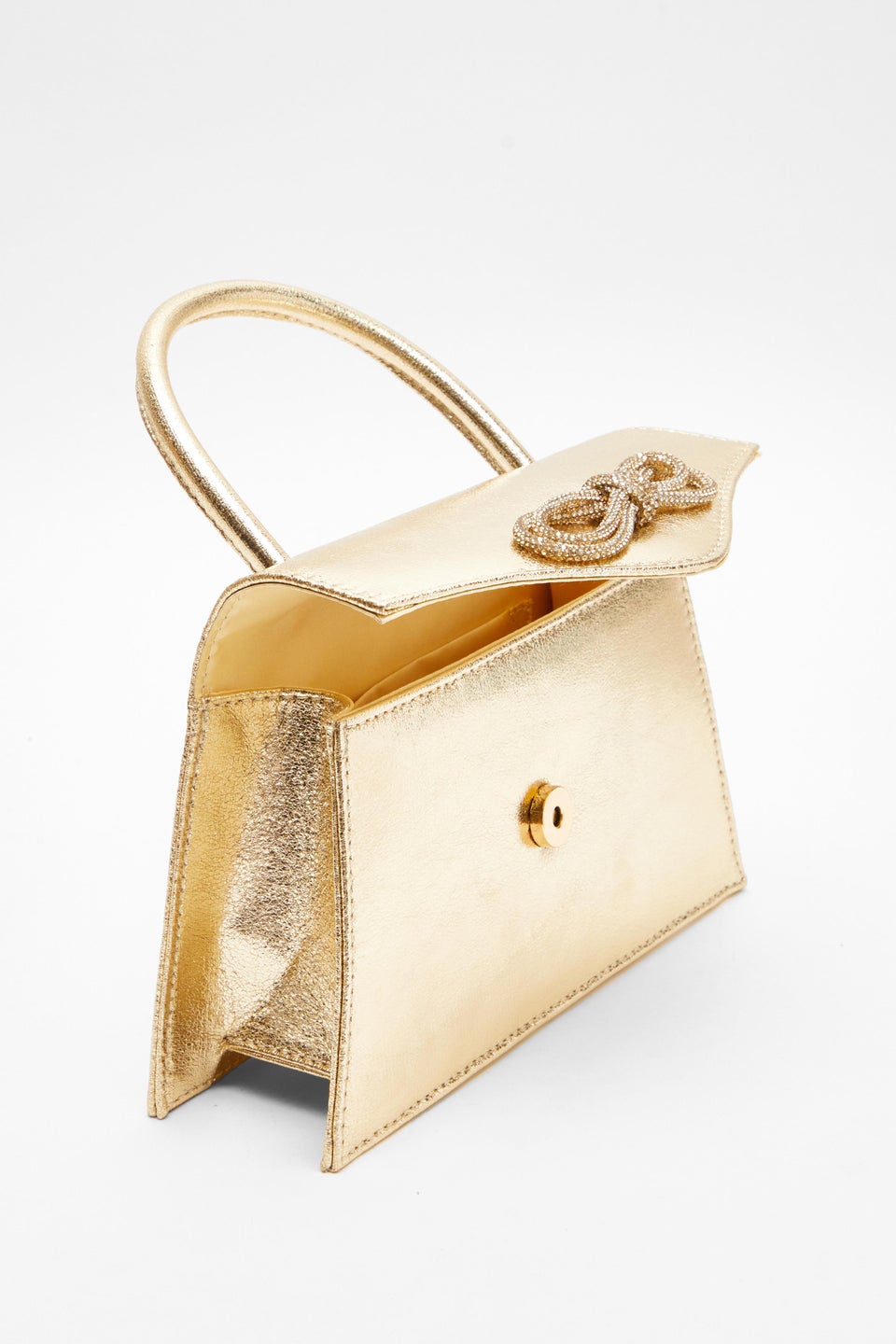 Quiz Gold Foil Diamante Bow Mini Tote Bag