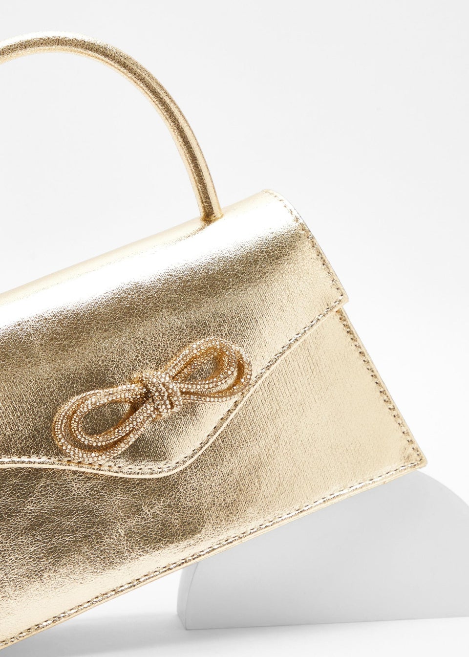 Quiz Gold Foil Diamante Bow Mini Tote Bag