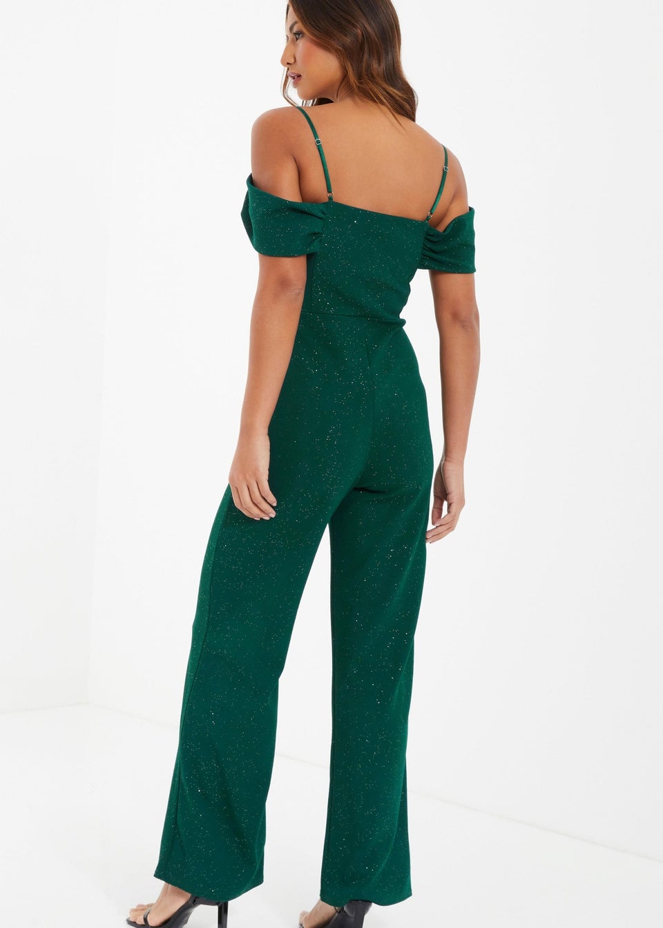 Quiz Green Glitter Palazzo Jumpsuit Matalan