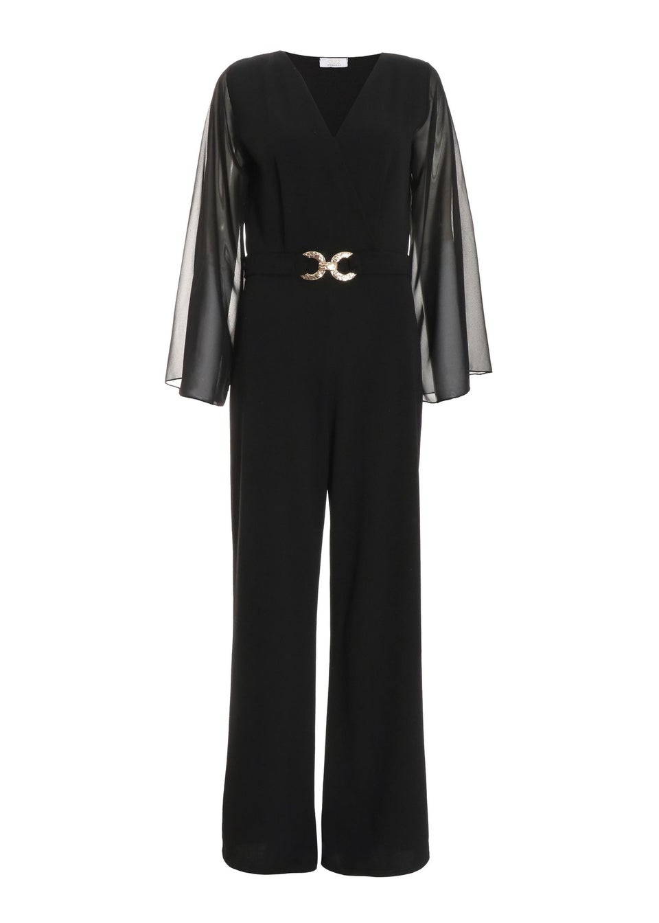 Quiz Black Chiffon Wrap Palazzo Jumpsuit Matalan