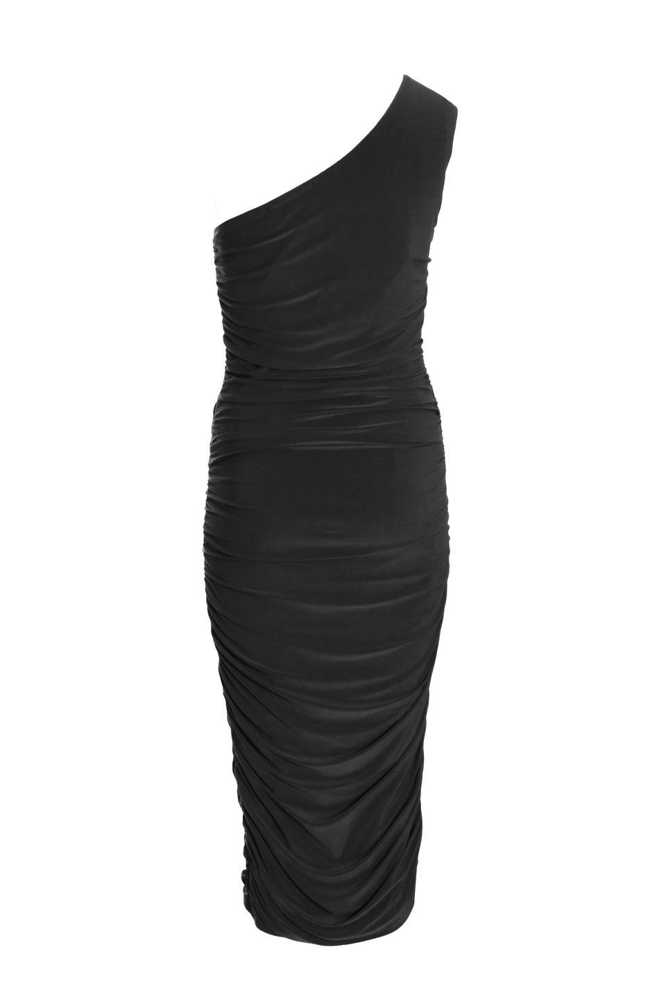 Quiz Black One Shoulder Bodycon Midi Dress - Matalan