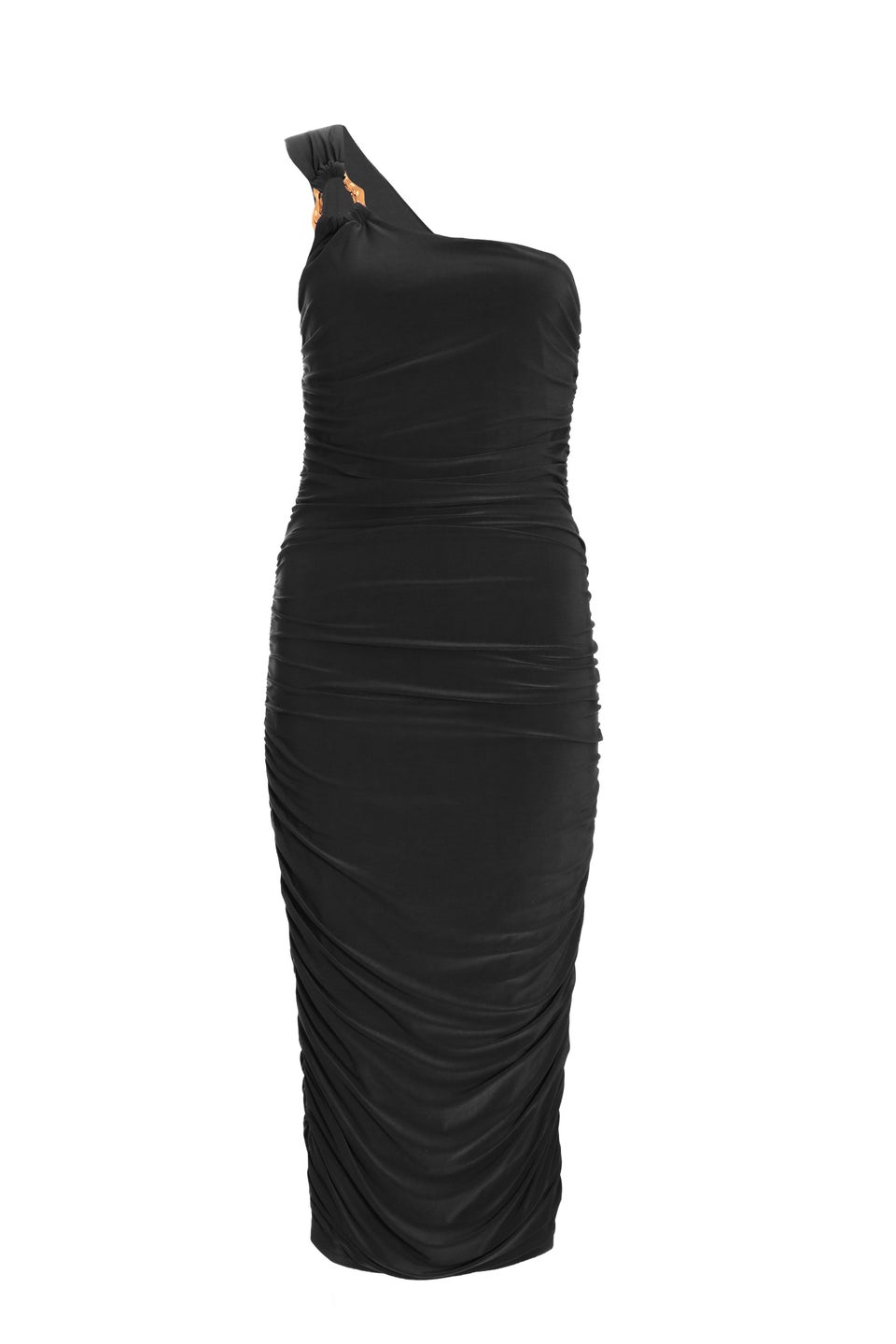 Quiz Black One Shoulder Bodycon Midi Dress - Matalan
