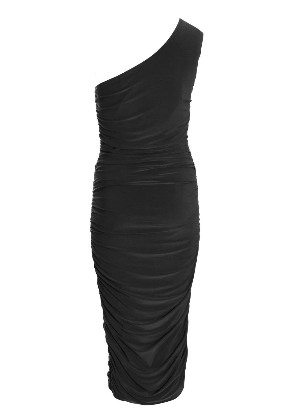 Quiz Black One Shoulder Bodycon Midi Dress