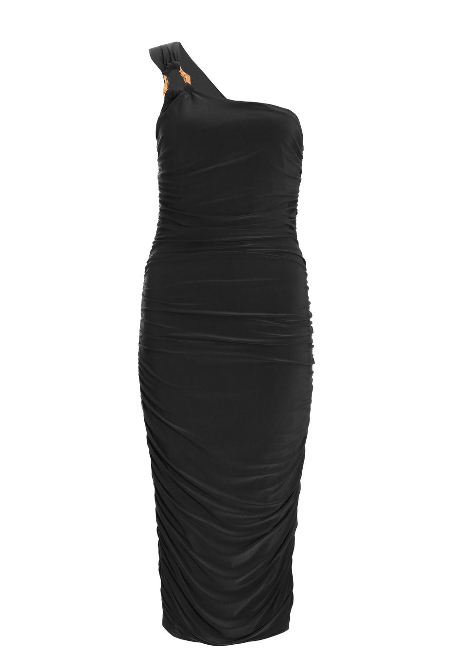 Quiz Black One Shoulder Bodycon Midi Dress