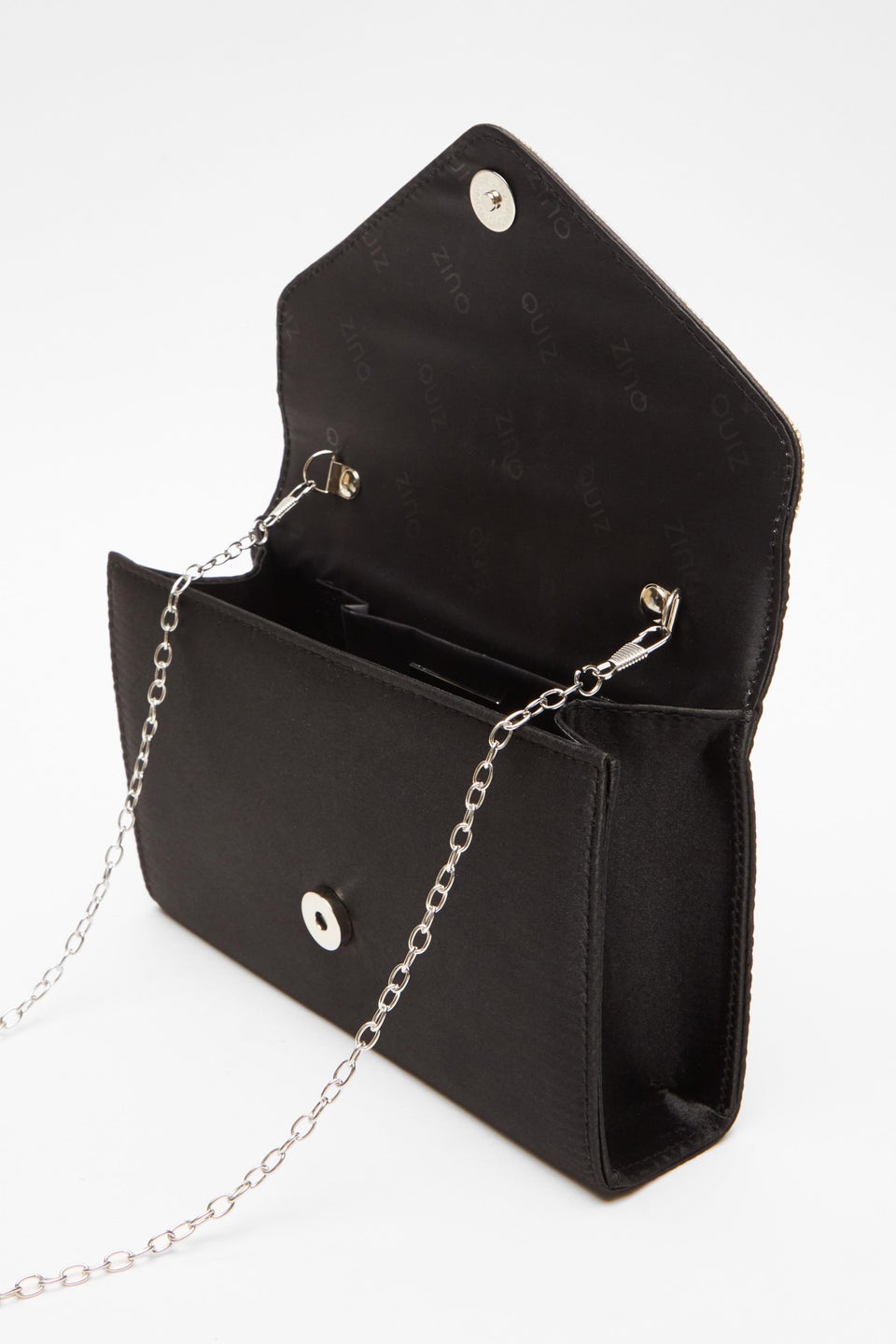Quiz Black Diamante Trim Clutch Bag
