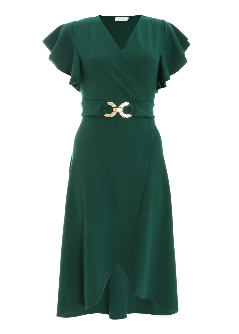 Quiz Green Wrap Dip Hem Midi Dress