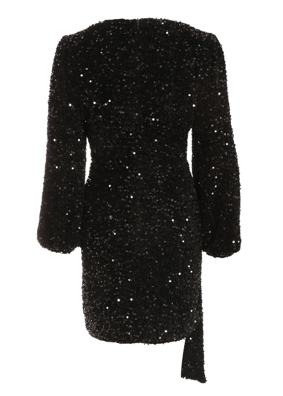 Quiz Black Sequin Long Sleeve Mini Dress - Matalan