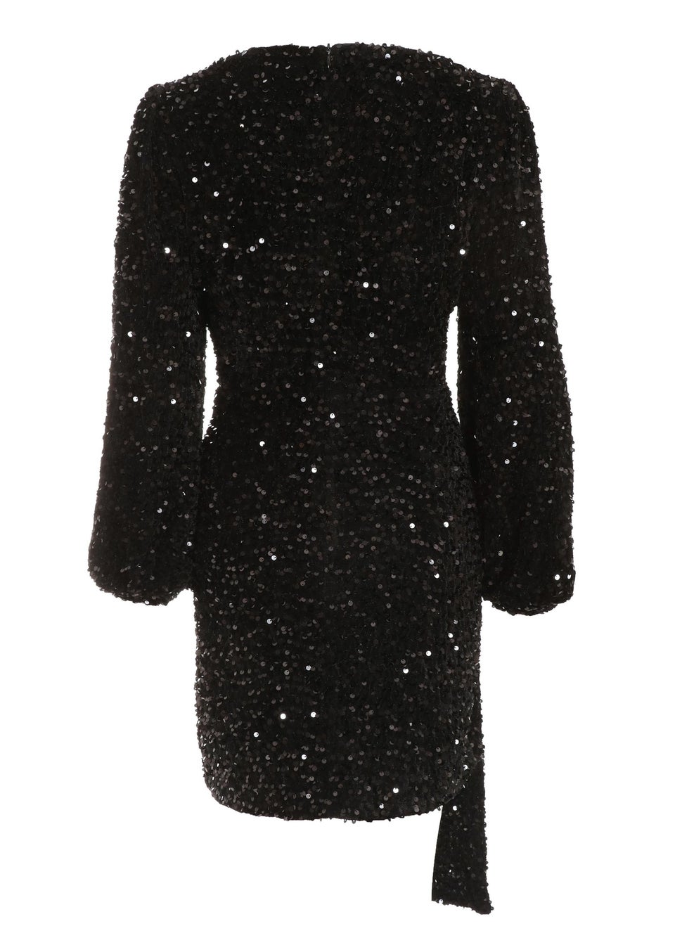 Quiz Black Sequin Long Sleeve Mini Dress