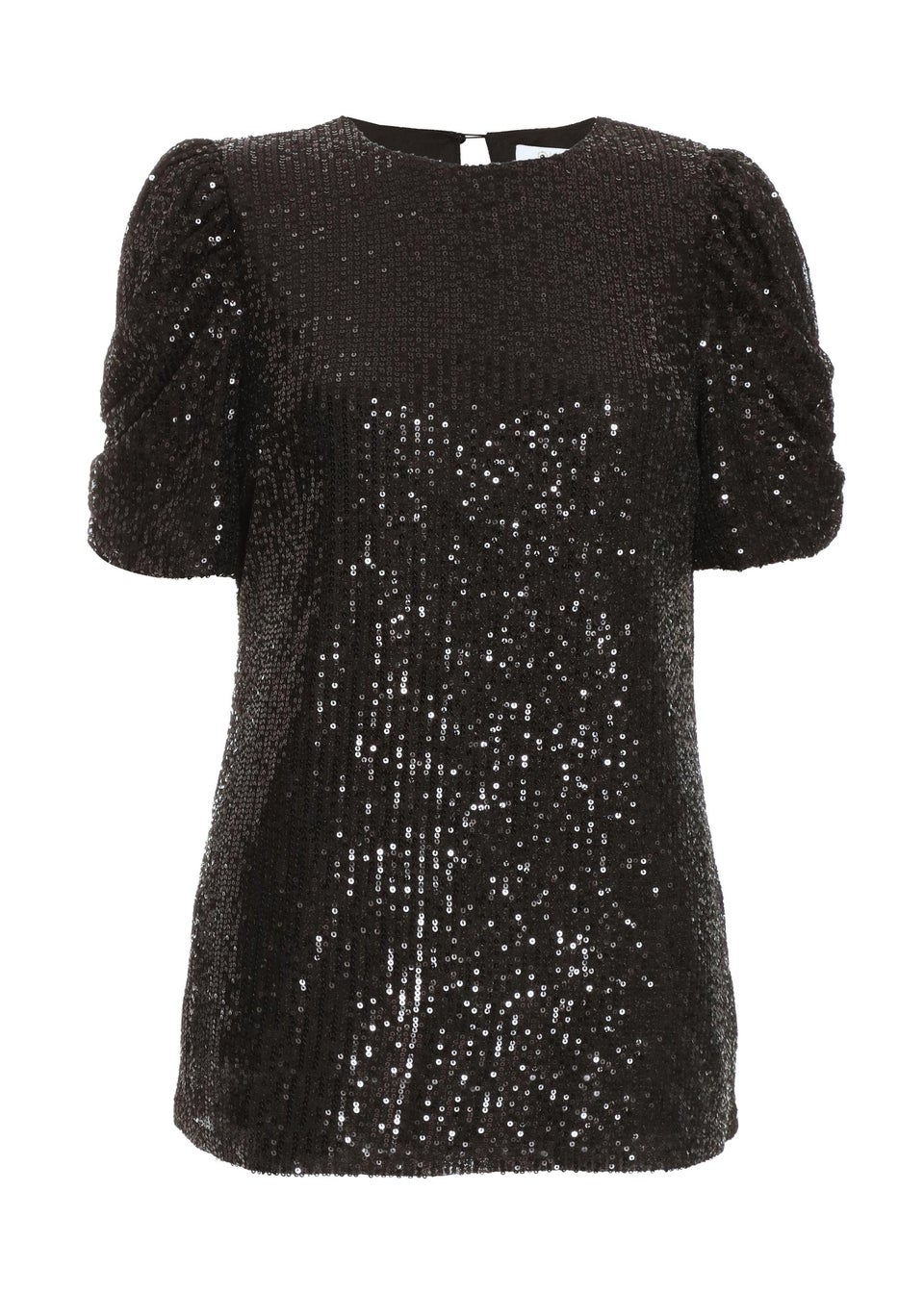 Quiz Black Sequin Boxy Top Matalan
