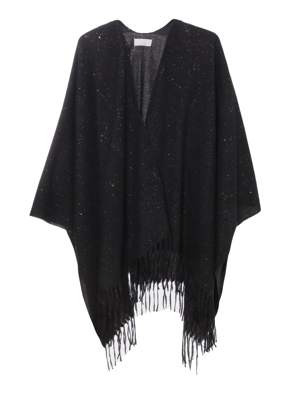 Quiz Black Glitter Tassel Cape