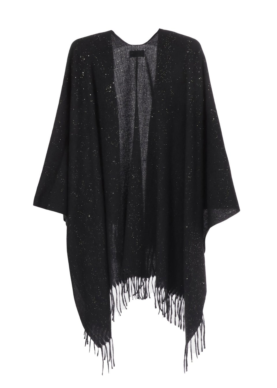 Quiz Black Glitter Tassel Cape
