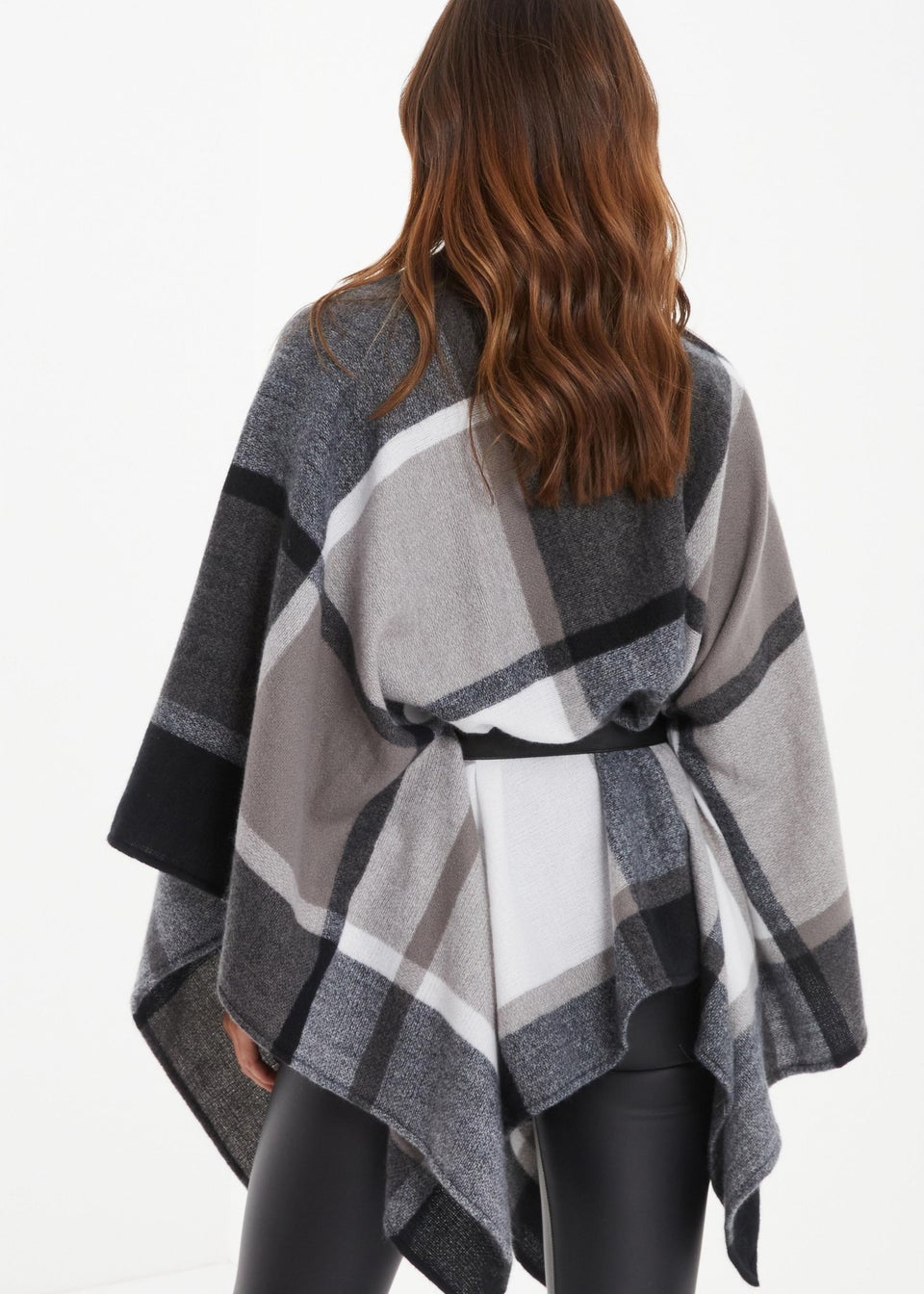 Quiz Grey Check Print Cape