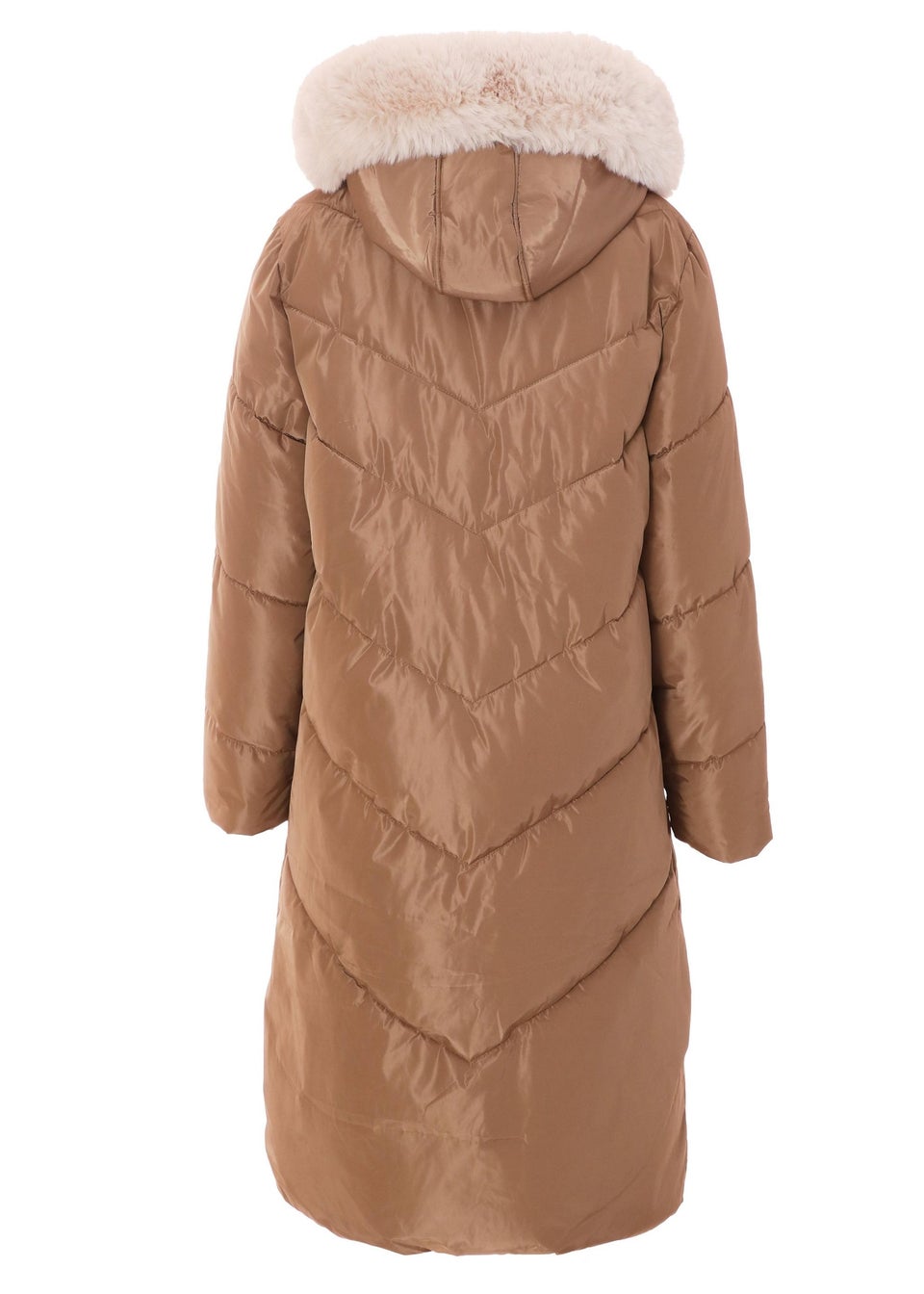 Quiz Camel Padded Faux Fur Hood Parka