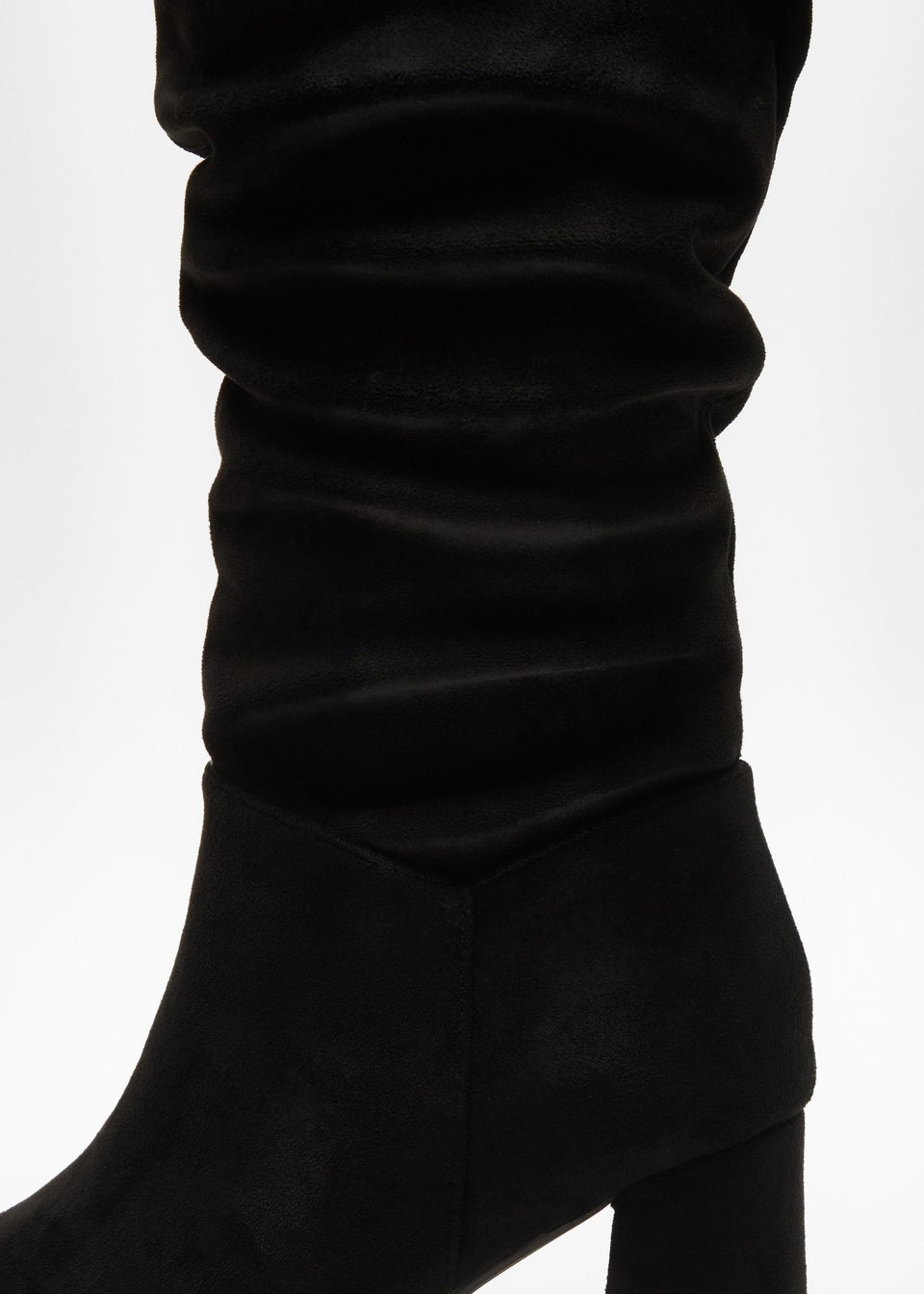Quiz Black Faux Suede Ruched Heeled Boots Matalan