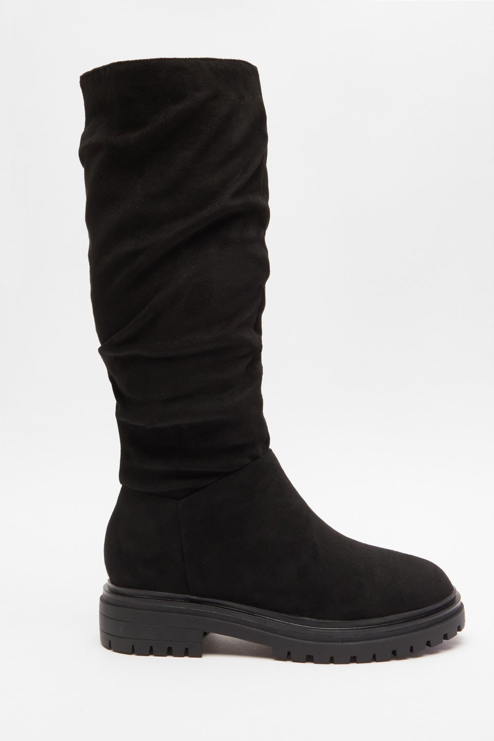 Quiz Black Faux Suede Ruched Boots