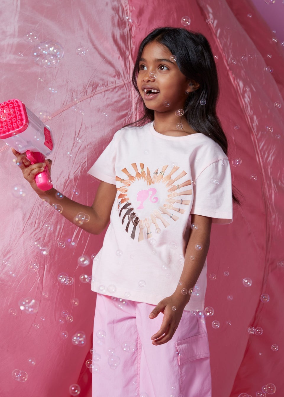 Barbie Kids Pink Hands Print T-Shirt