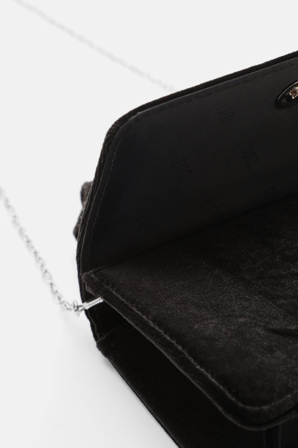 Quiz Black Velvet Diamante Mini Ruched Bag