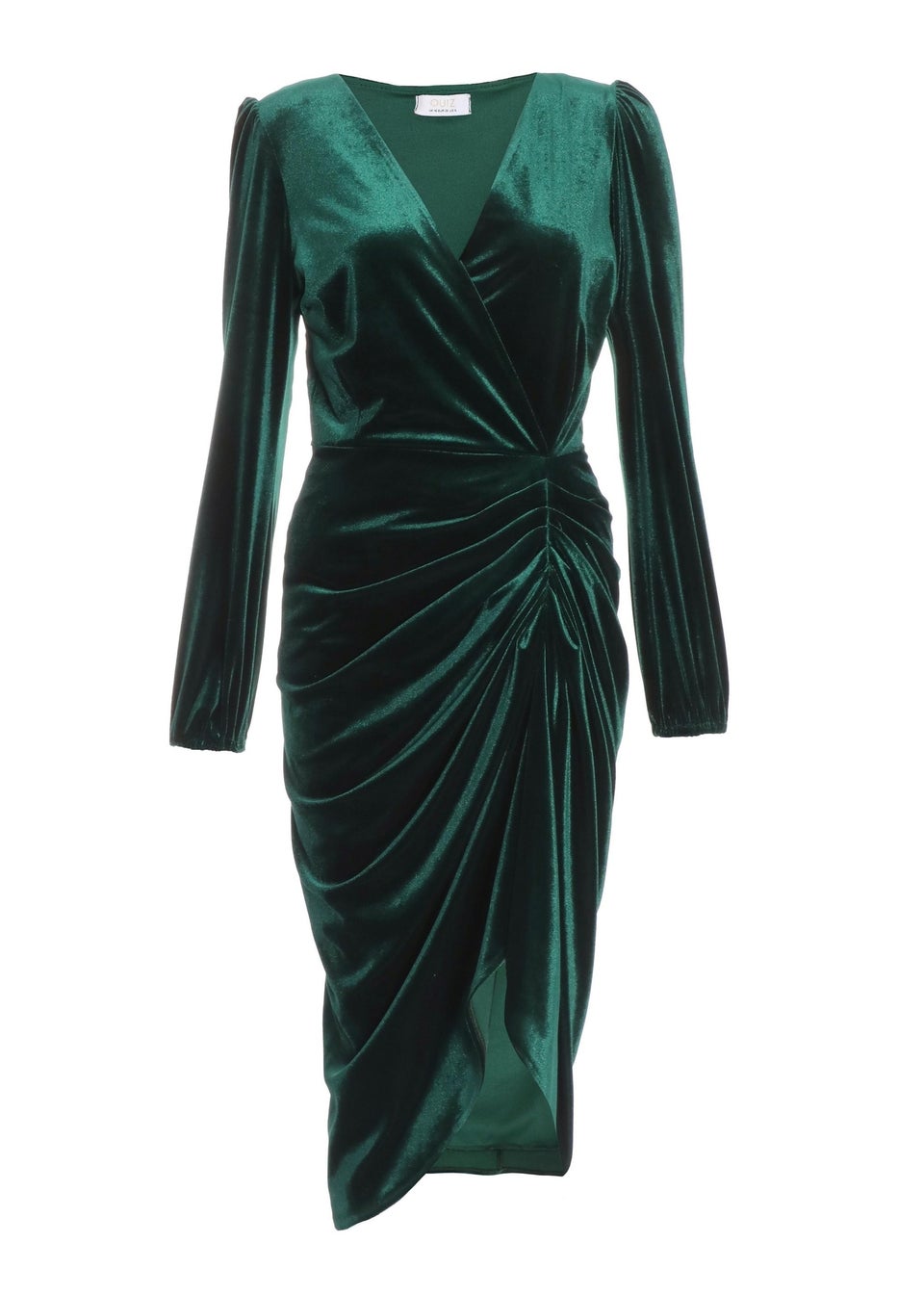 Quiz green velvet wrap dress new arrivals