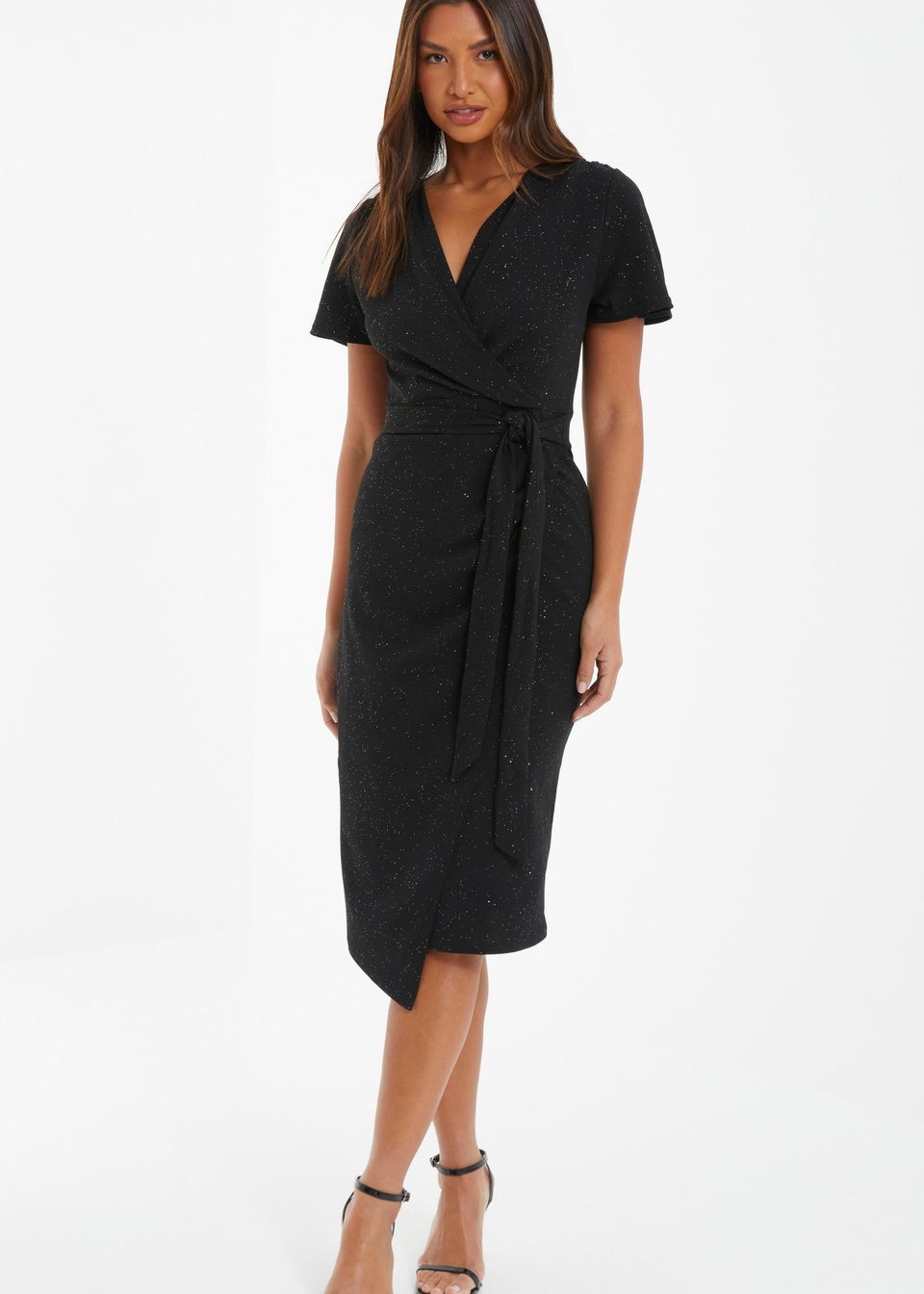 Quiz black wrap dress sales