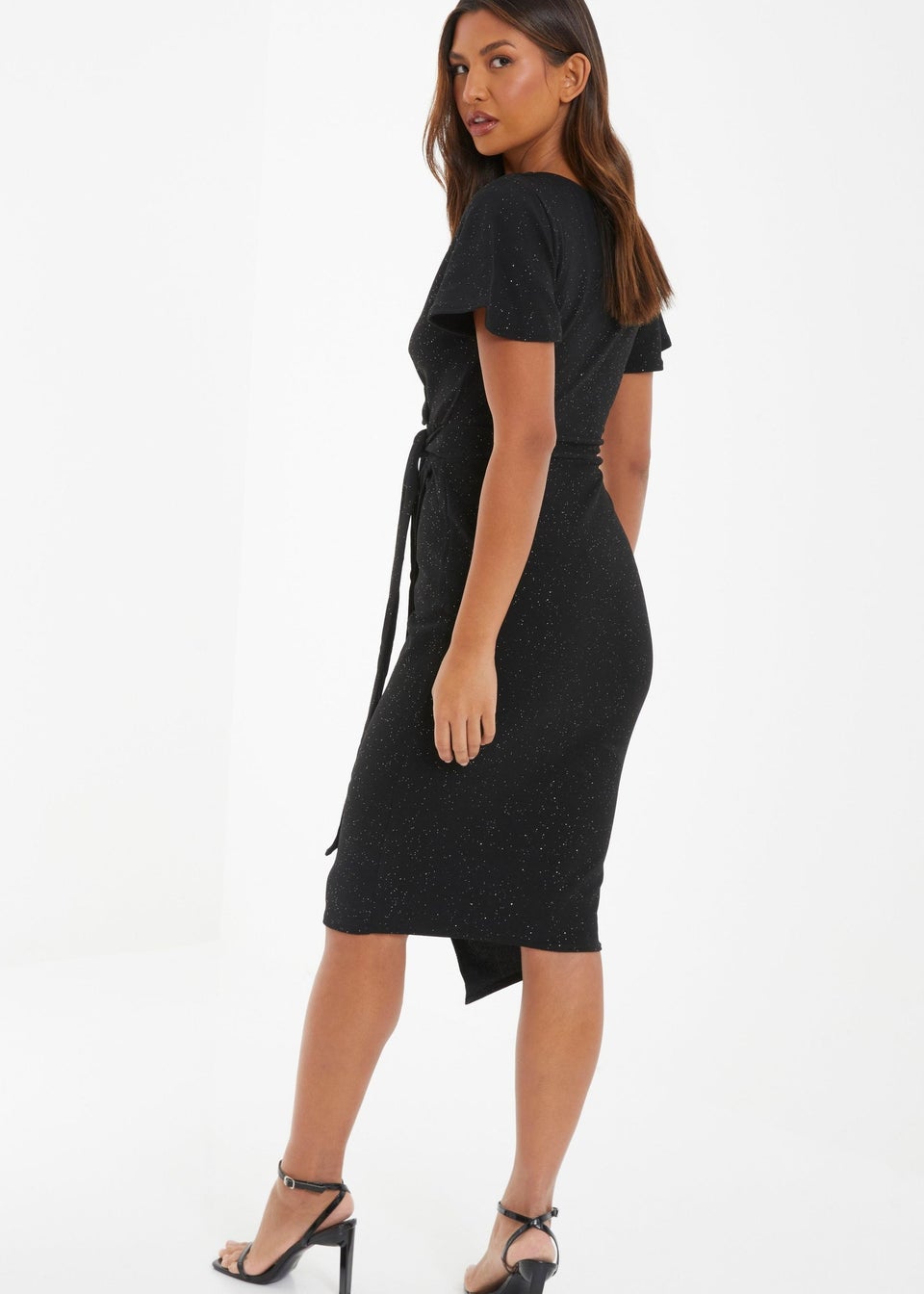 Quiz glitter wrap dress on sale