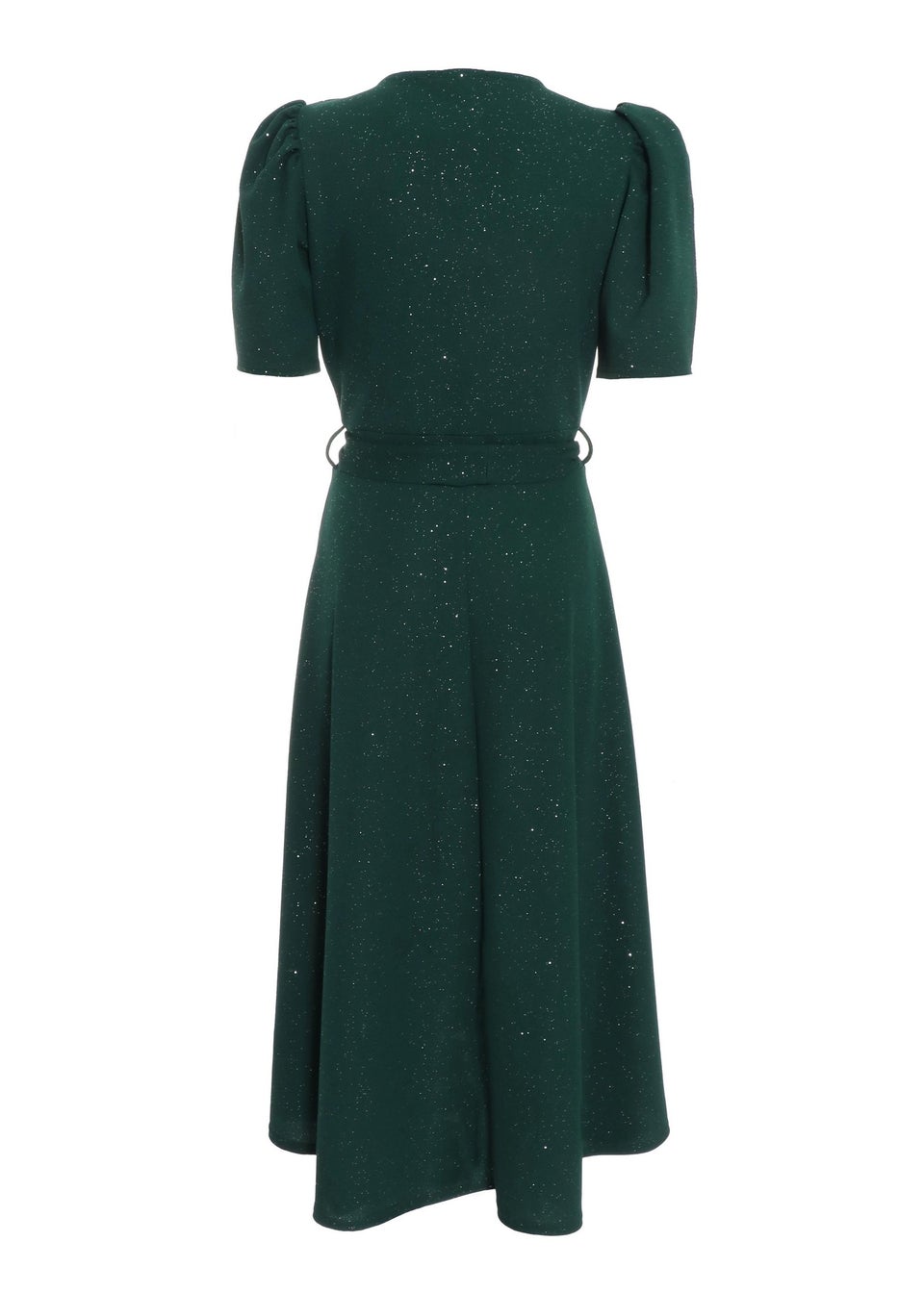 Quiz bottle green glitter dip hem dress clearance