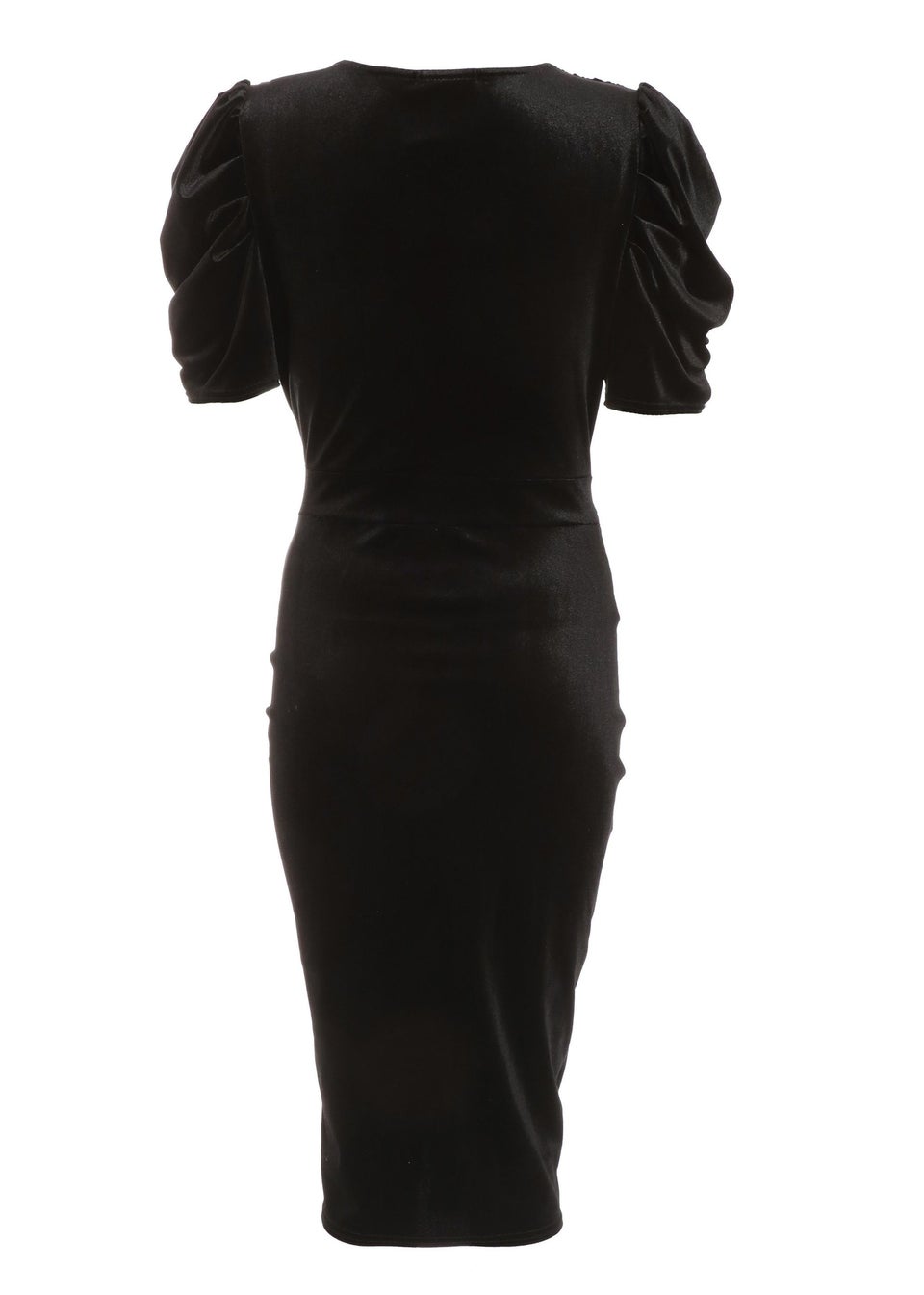 Quiz Black Velvet Wrap Midi Dress