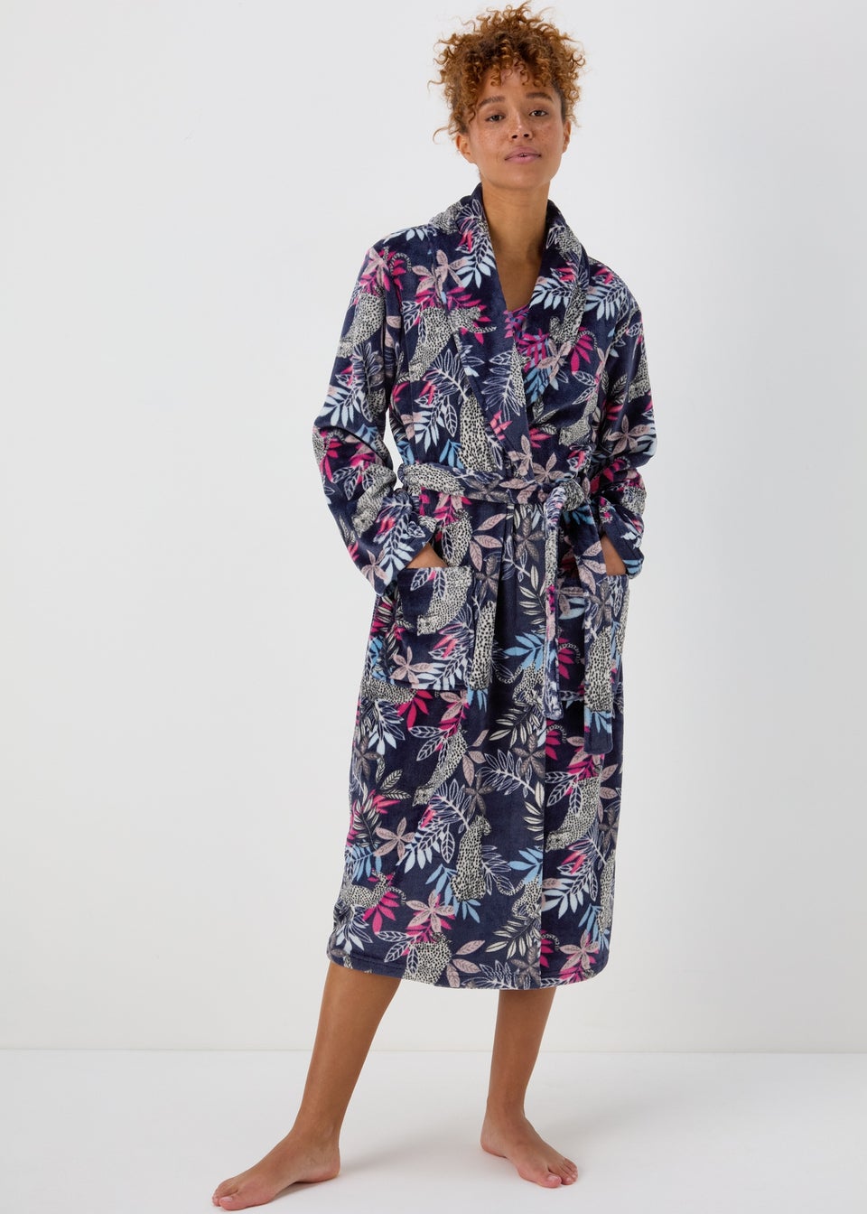 Navy Floral Dressing Gown