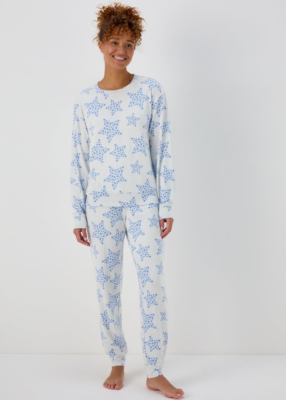 Grey Marl Star Print Pyjama Set