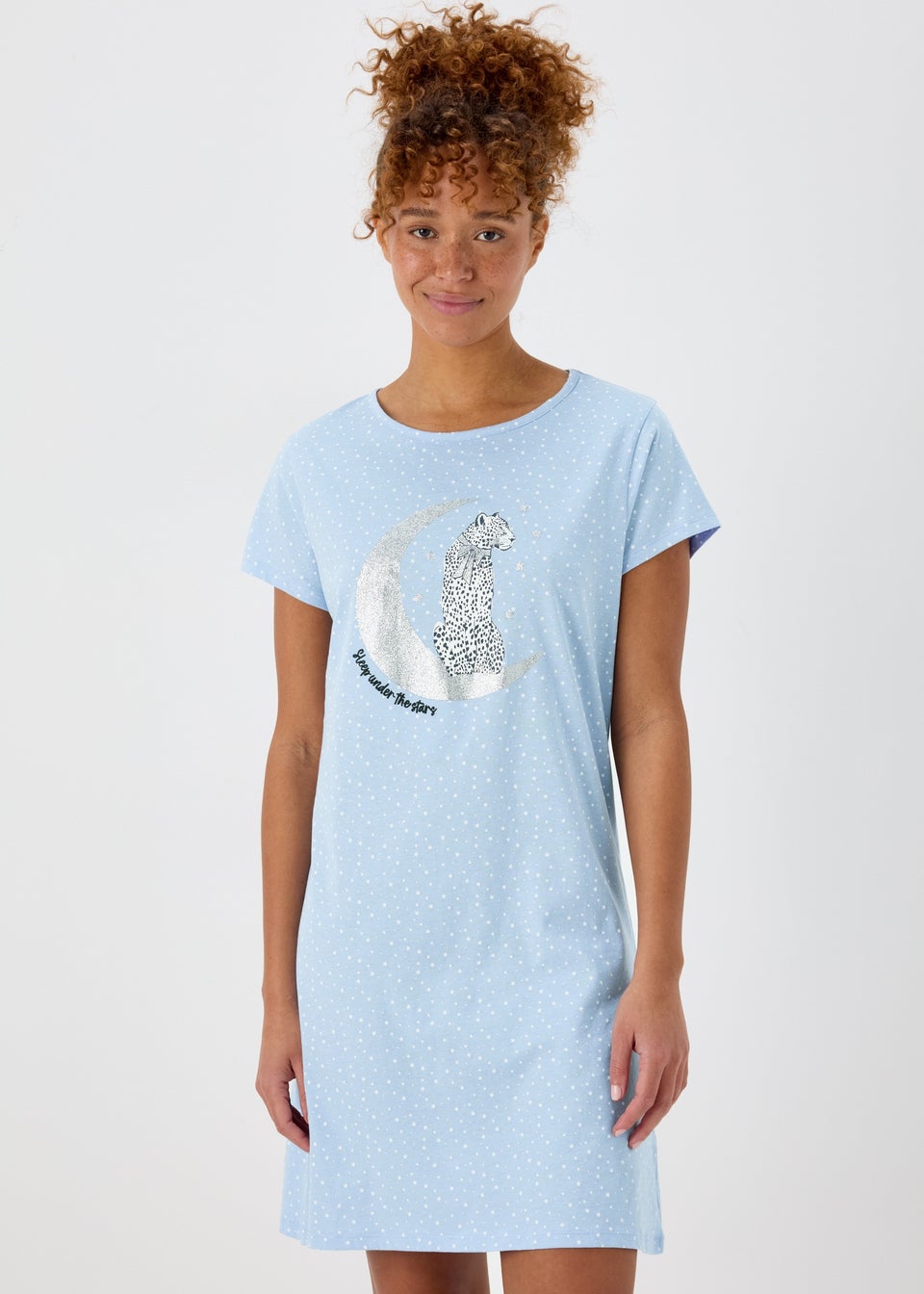 Blue Moon Leopard Embroidered Nightie