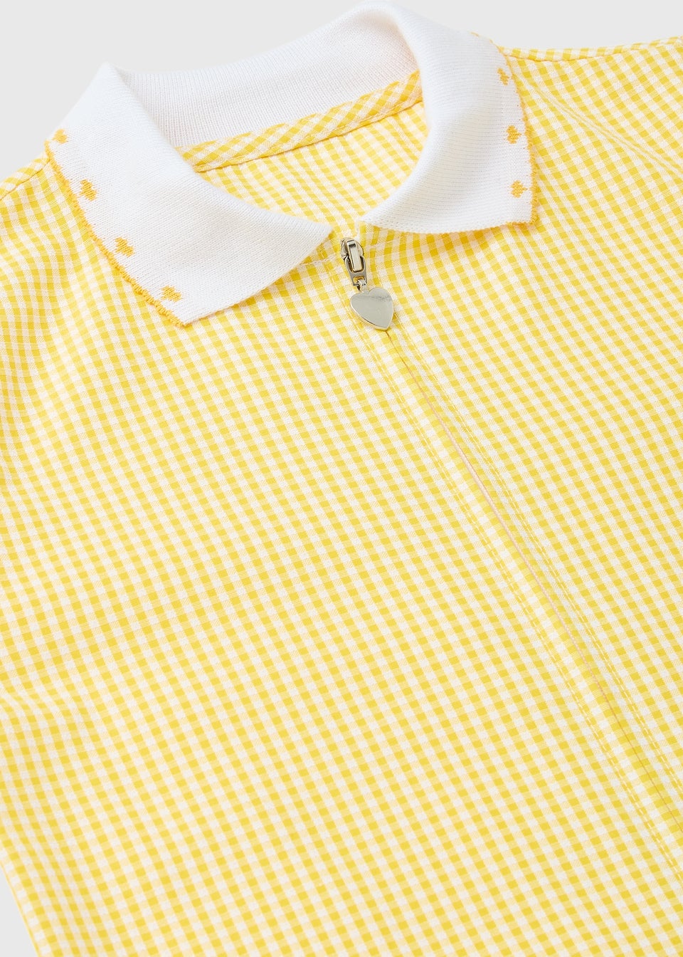 Girls Yellow Gingham Knit Collar School Dress (3-14yrs)