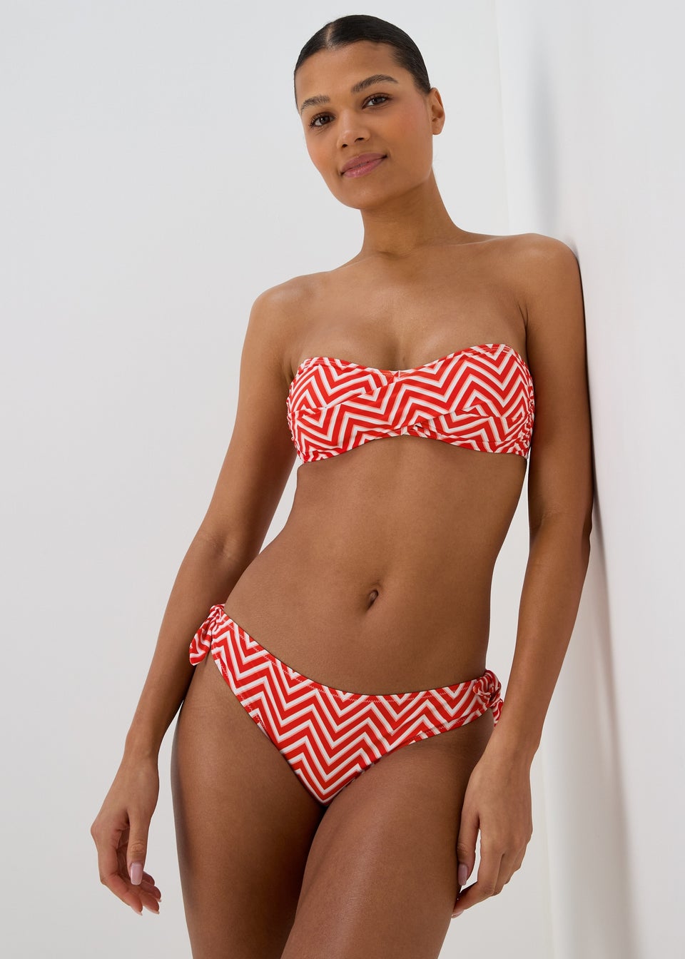 Orange Twist Stripe Bikini Top