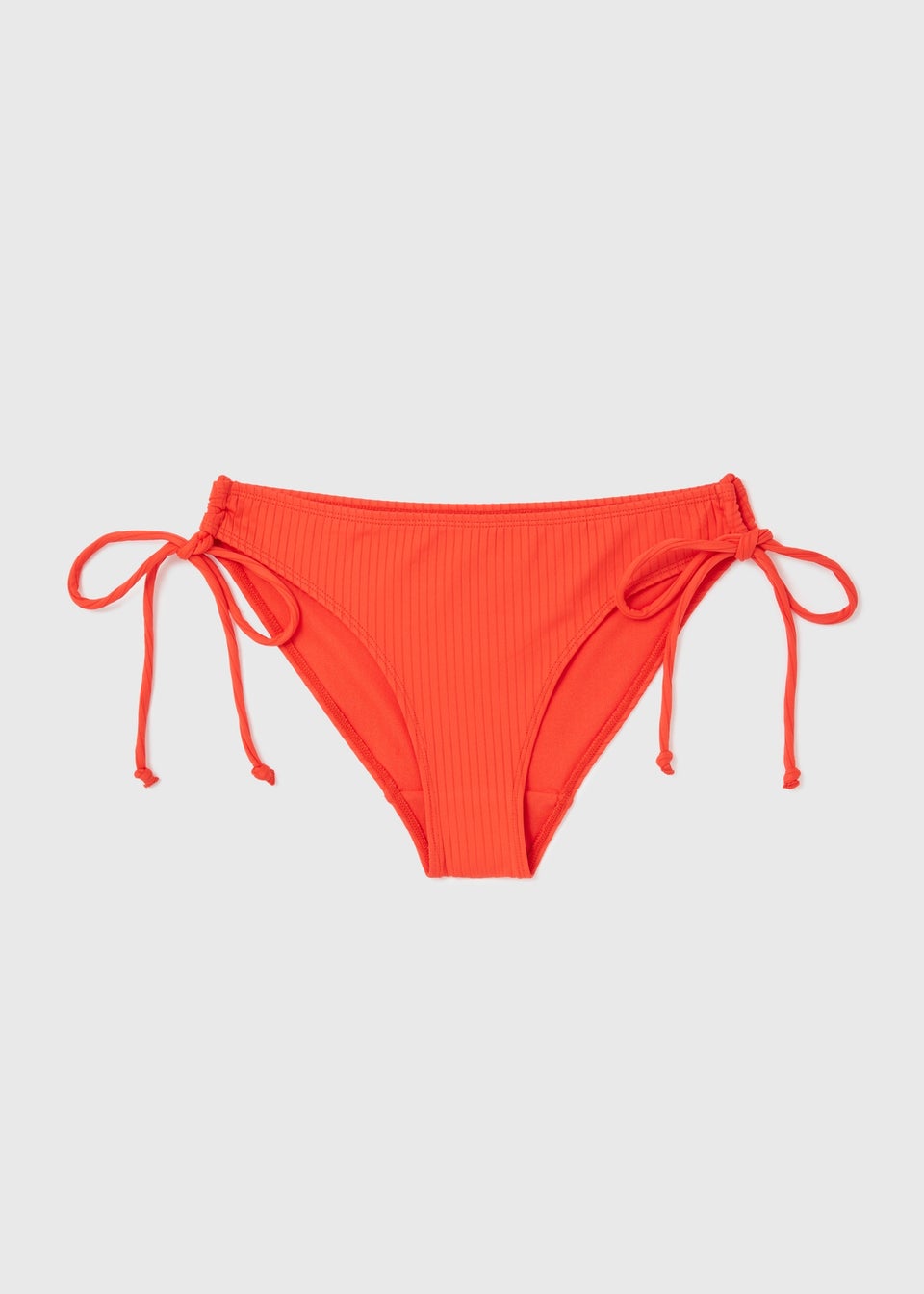 Orange Ribbed Triangle Bikini Bottoms