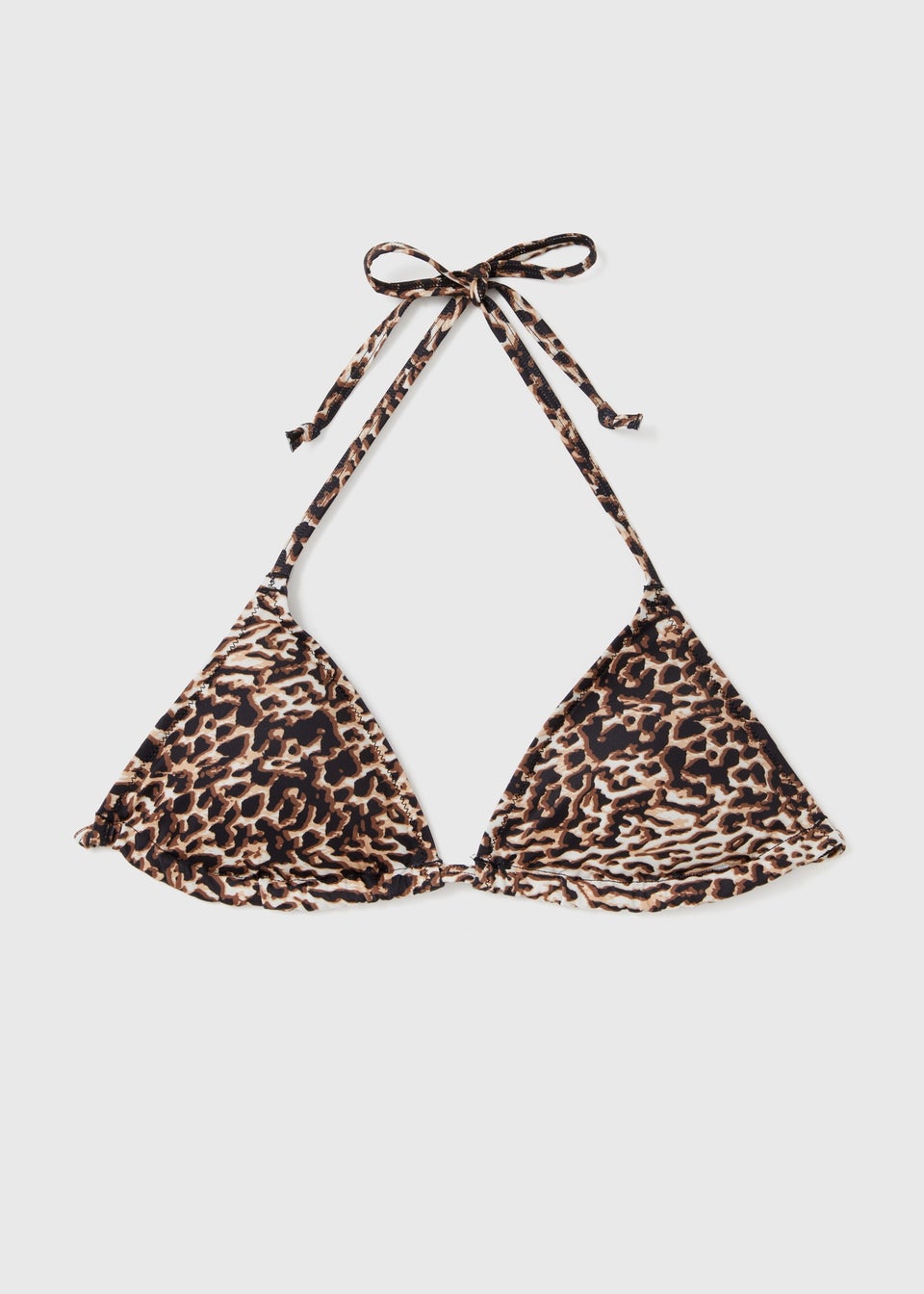 Brown Animal Print Triangle Bikini Top