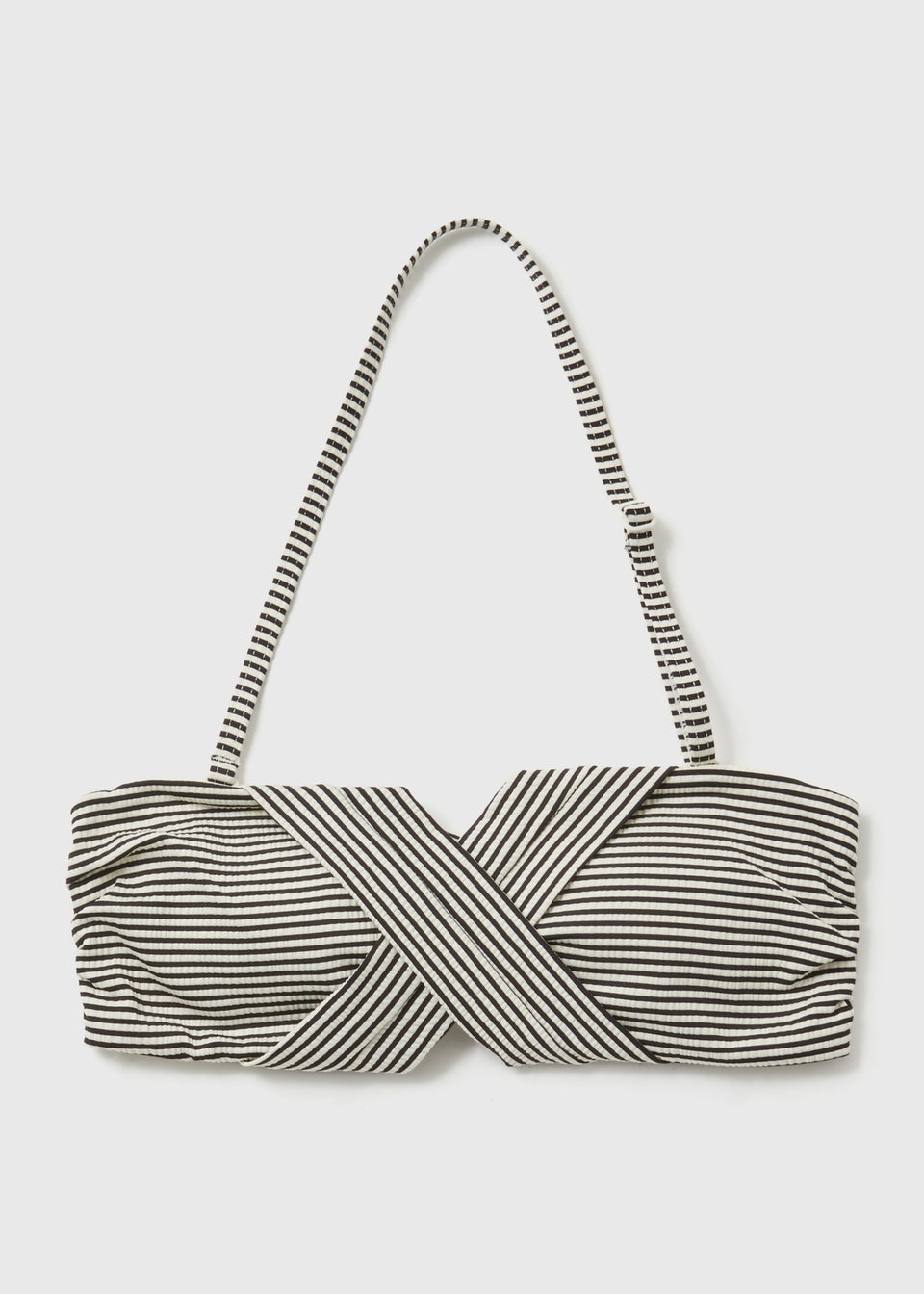 Monochrome Textured Stripe Twist Bikini Top