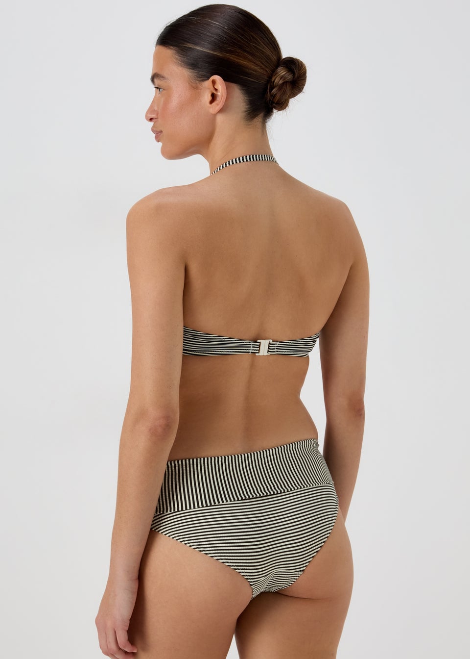 Monochrome Textured Stripe Bikini Bottoms