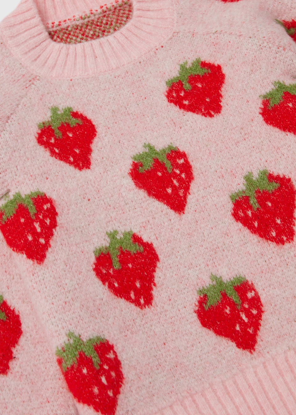 Girls Pink Strawberry Print Jumper (1-7yrs)