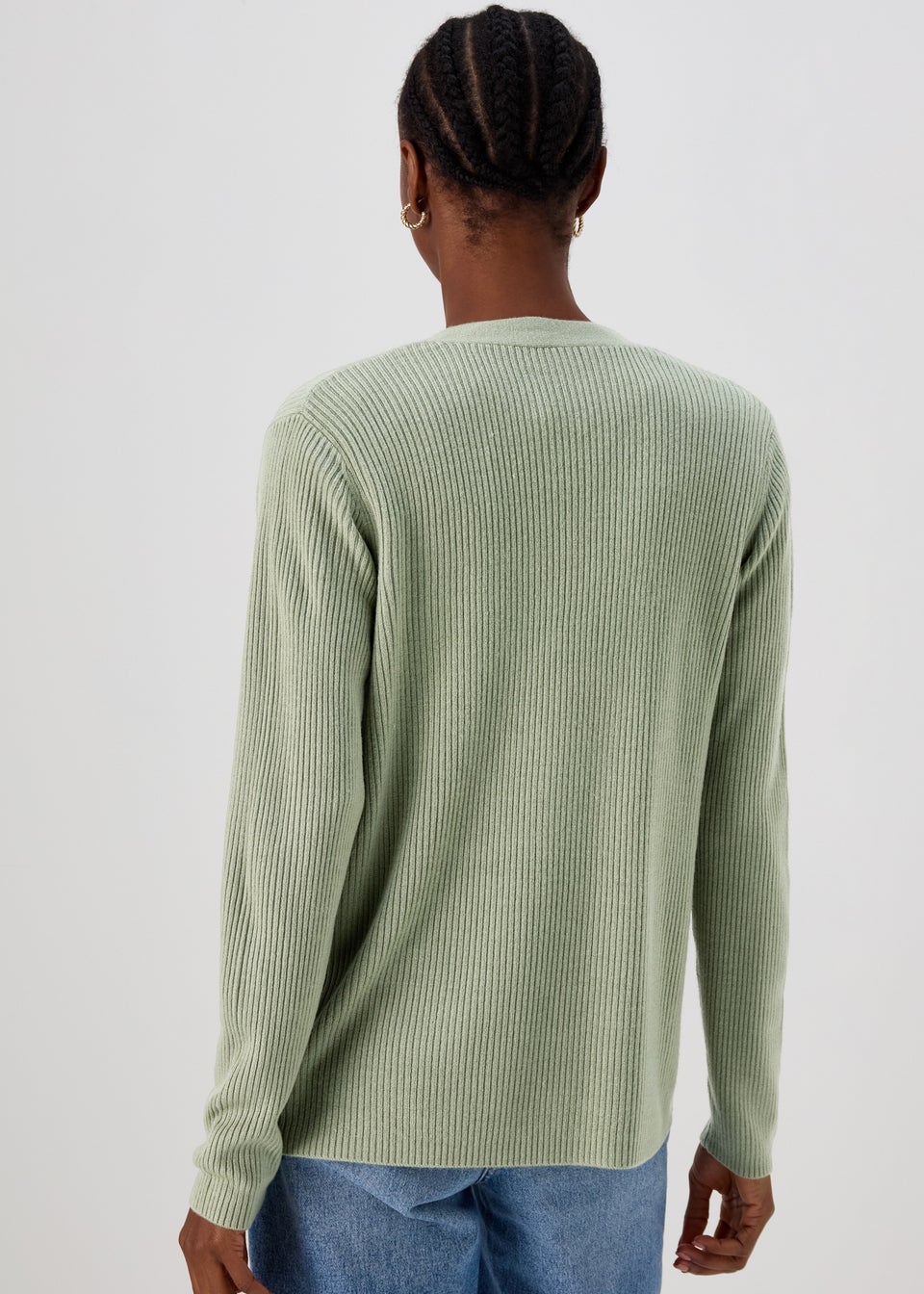 Khaki Soft Touch Ribbed Cardigan
