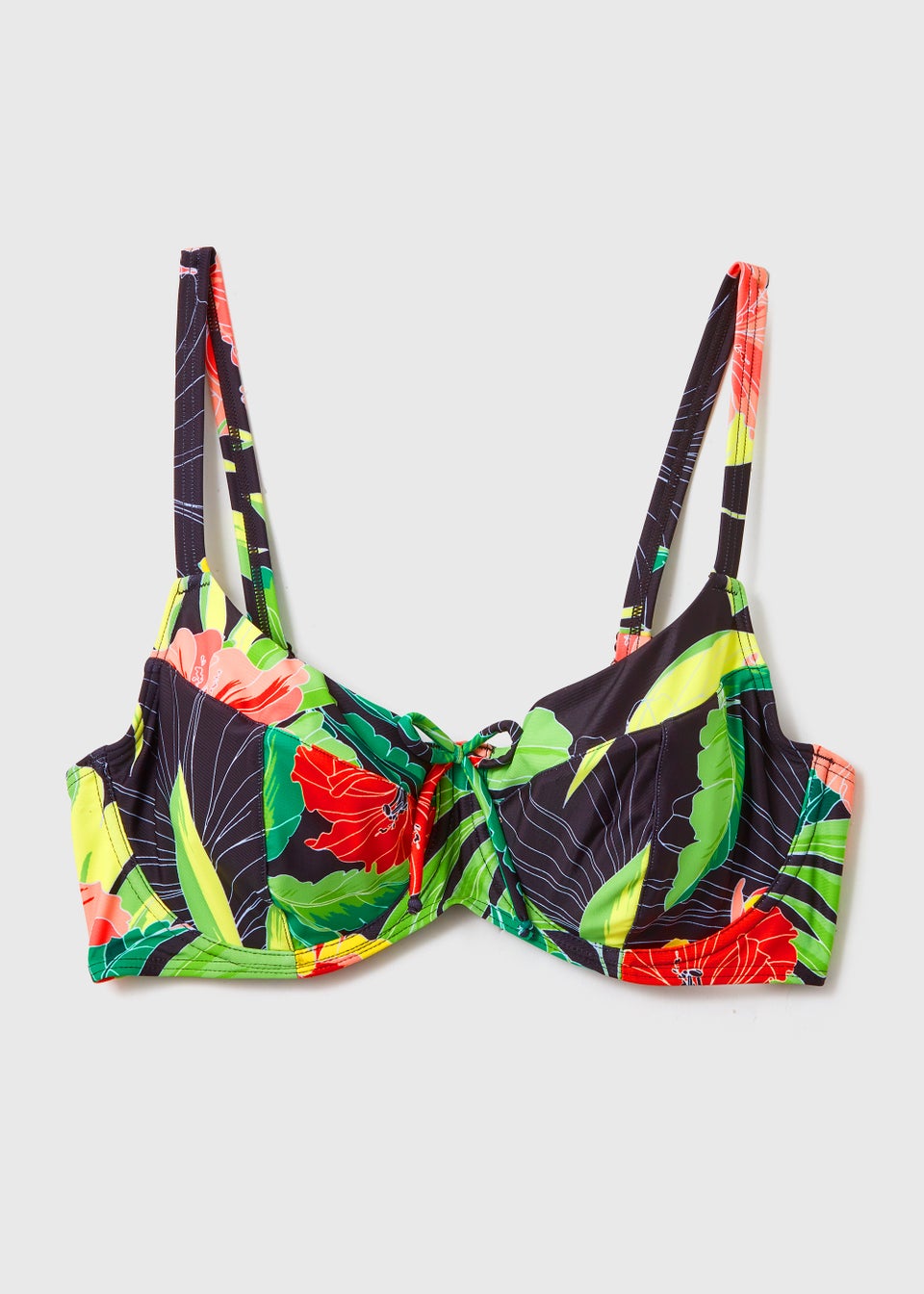 DD+ Multicoloured Floral Print Bikini Top